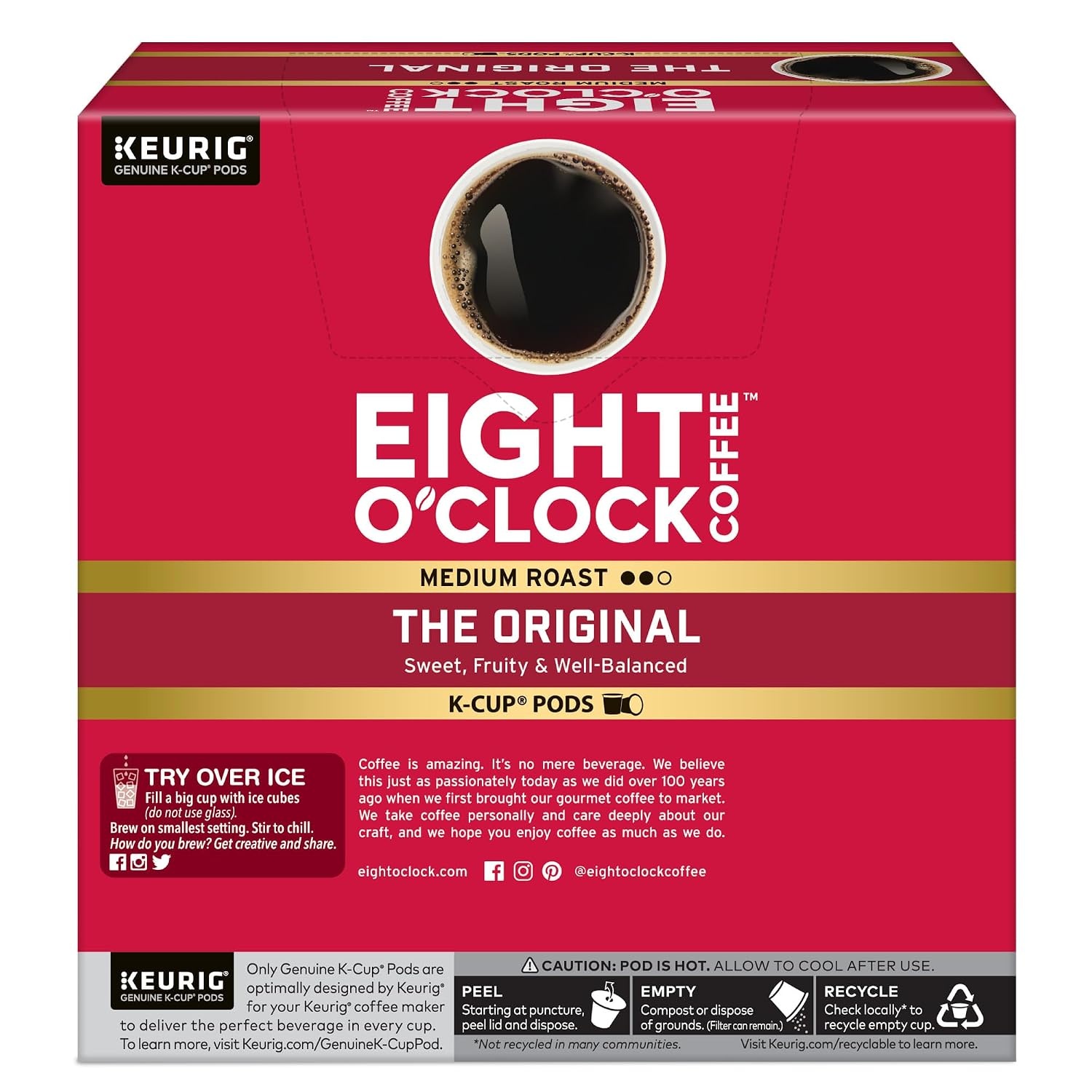 image:imageEight OClock Coffee Colombian Peaks SingleServe Keurig KCup Pods Medium Roast Coffee Pods 96 CountThe Original