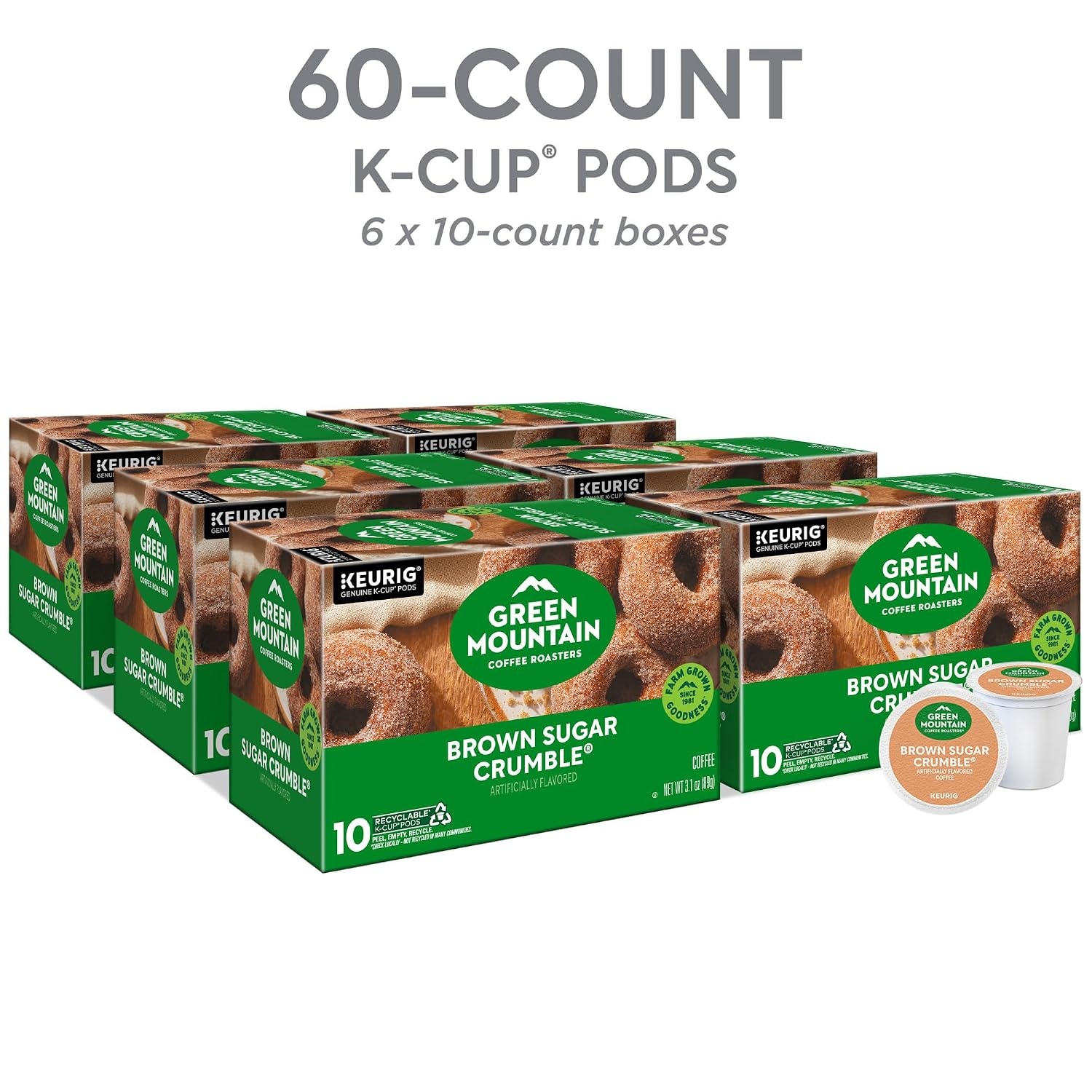 image:imageGreen Mountain Coffee Roasters Caramel Vanilla Cream Coffee Keurig SingleServe KCup pods Light Roast 96 CountBrown Sugar Crumble