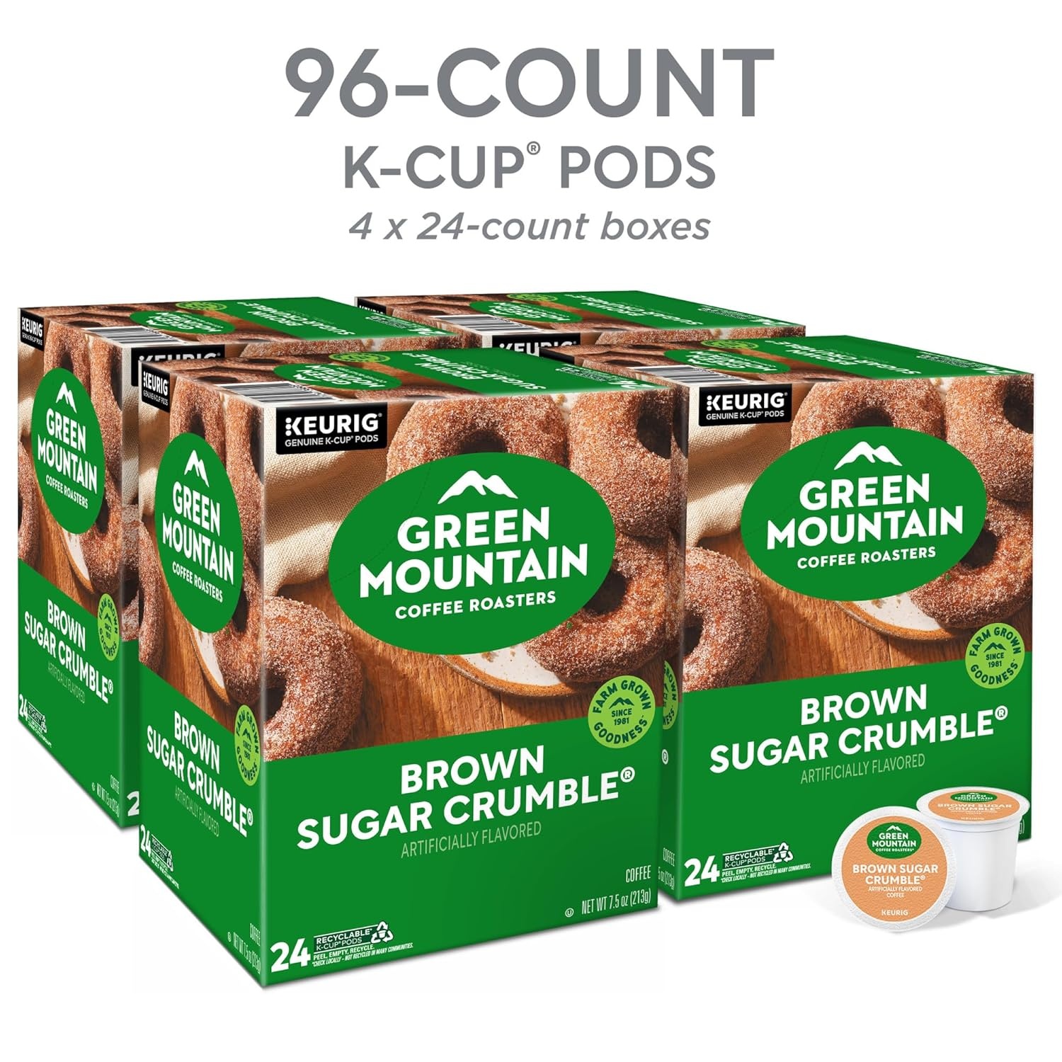 image:imageGreen Mountain Coffee Roasters Caramel Vanilla Cream Coffee Keurig SingleServe KCup pods Light Roast 96 CountBrown Sugar Crumble