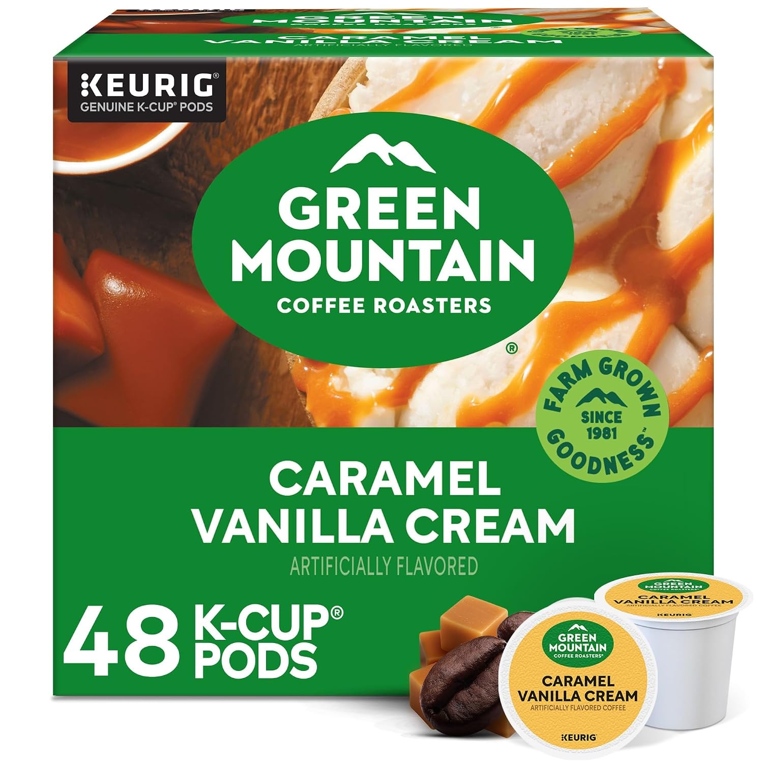 image:imageGreen Mountain Coffee Roasters Caramel Vanilla Cream Coffee Keurig SingleServe KCup pods Light Roast 96 CountCaramel Vanilla Cream