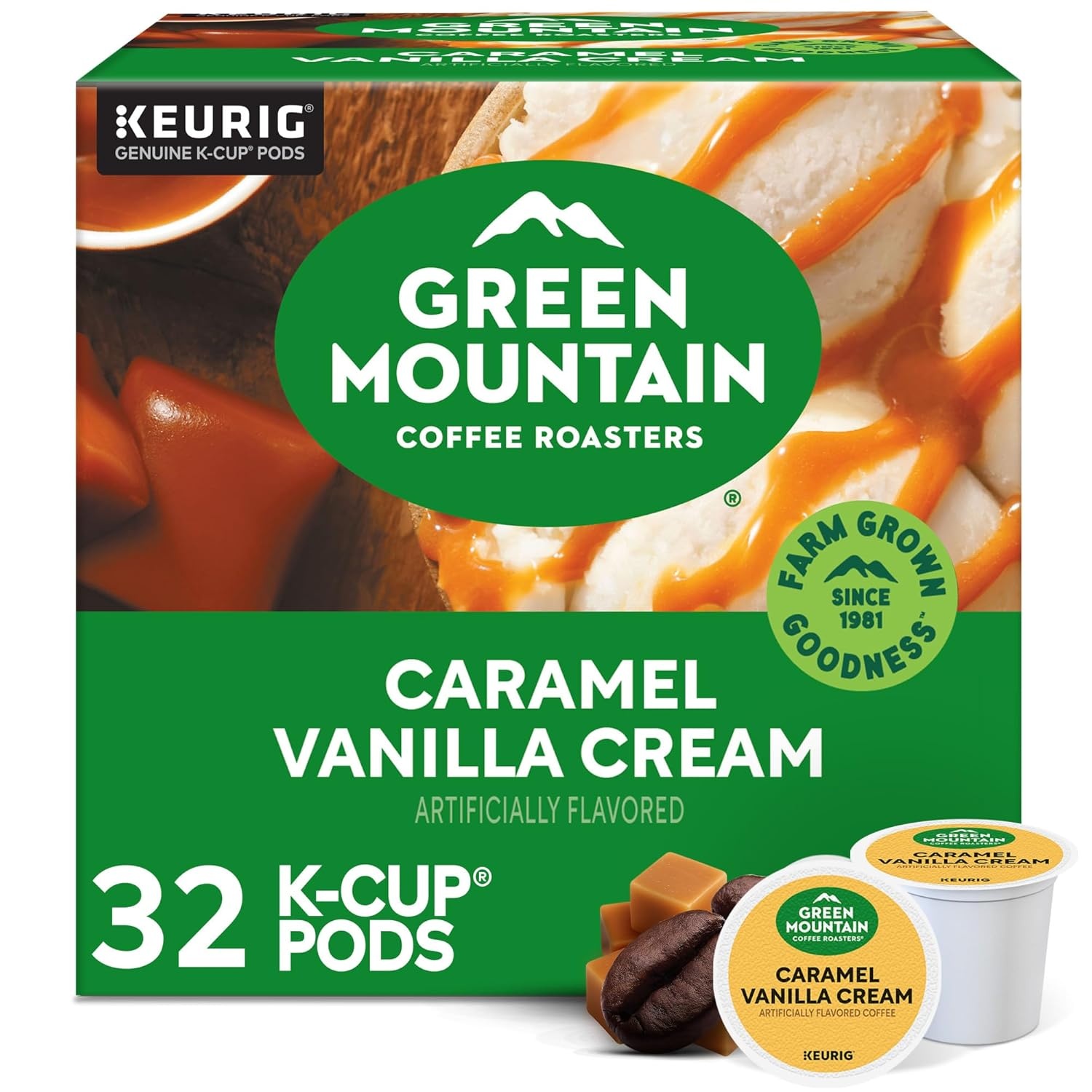 image:imageGreen Mountain Coffee Roasters Caramel Vanilla Cream Coffee Keurig SingleServe KCup pods Light Roast 96 CountCaramel Vanilla Cream