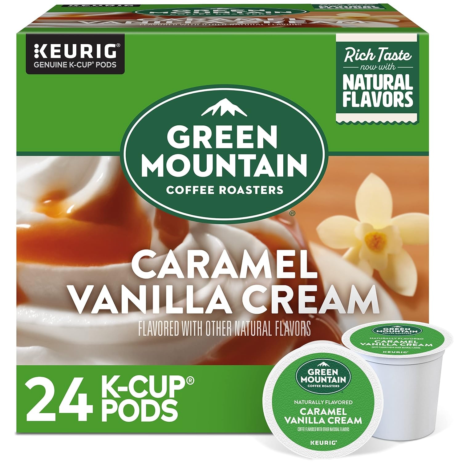 image:imageGreen Mountain Coffee Roasters Caramel Vanilla Cream Coffee Keurig SingleServe KCup pods Light Roast 96 CountCaramel Vanilla Cream