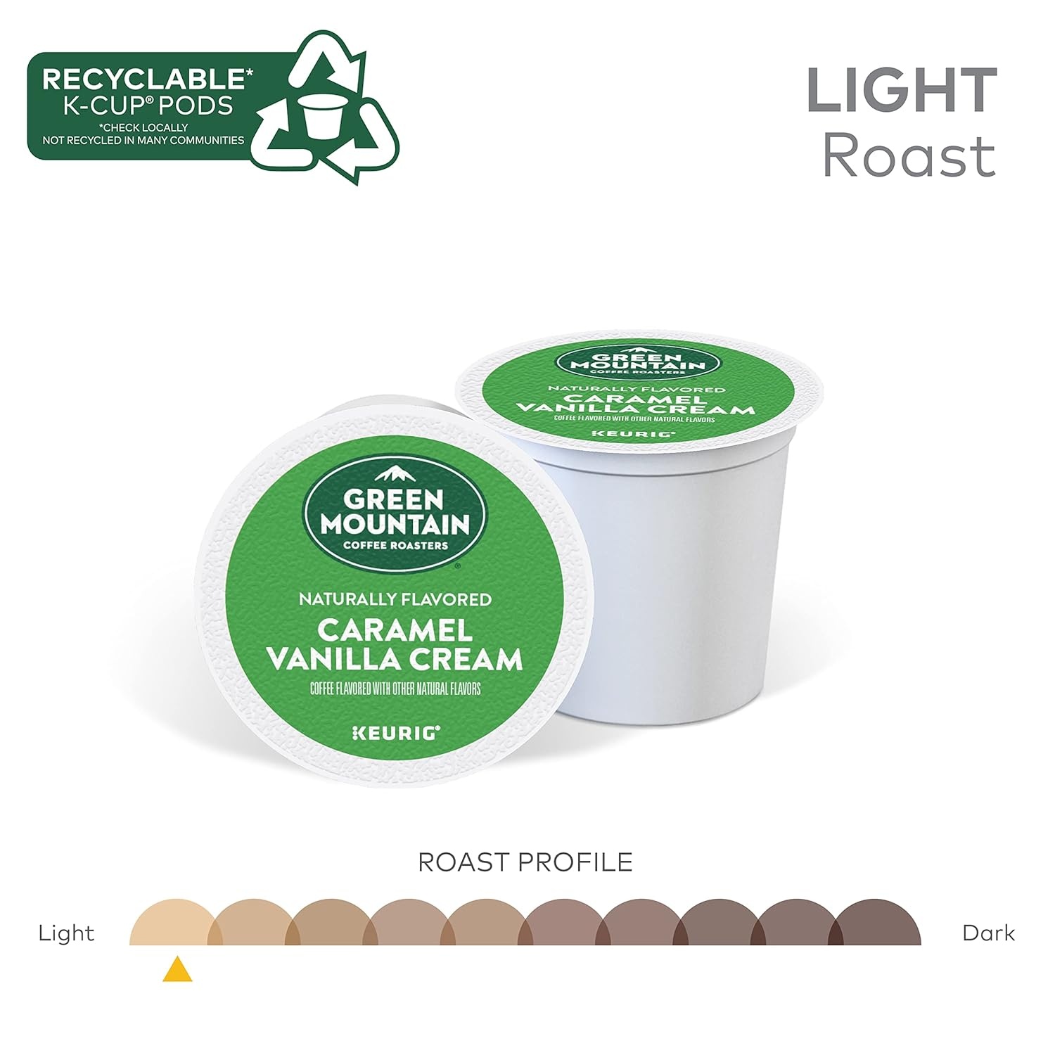 image:imageGreen Mountain Coffee Roasters Caramel Vanilla Cream Coffee Keurig SingleServe KCup pods Light Roast 96 CountCaramel Vanilla Cream