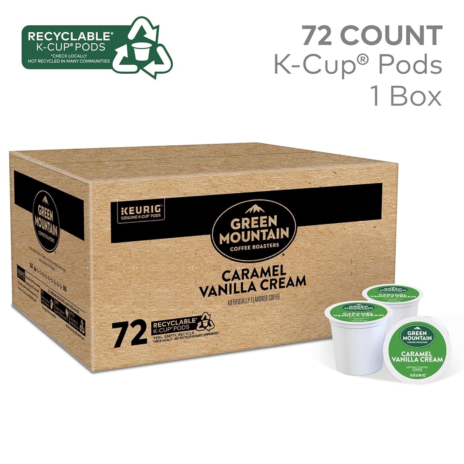 image:imageGreen Mountain Coffee Roasters Caramel Vanilla Cream Coffee Keurig SingleServe KCup pods Light Roast 96 CountCaramel Vanilla Cream