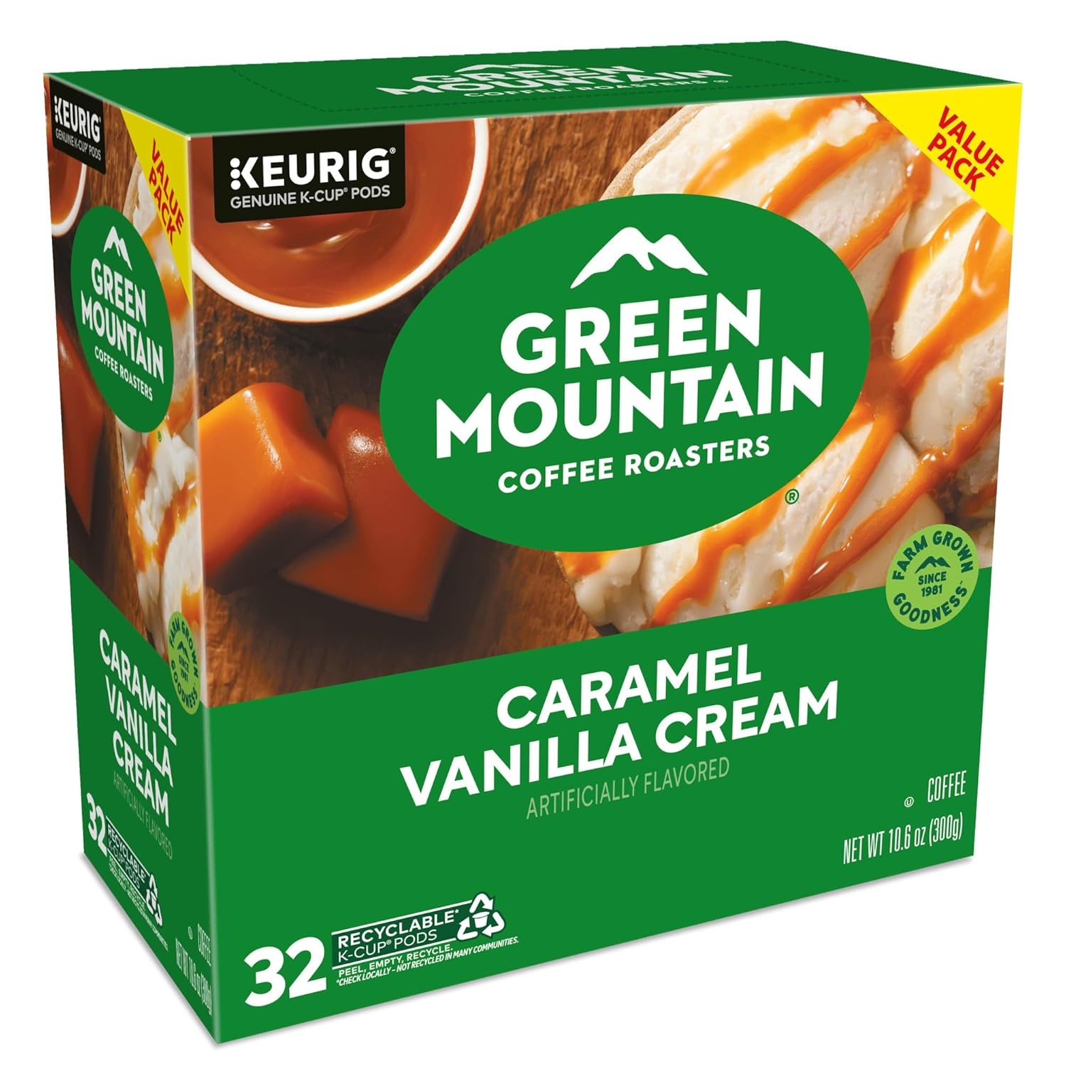 image:imageGreen Mountain Coffee Roasters Caramel Vanilla Cream Coffee Keurig SingleServe KCup pods Light Roast 96 CountCaramel Vanilla Cream