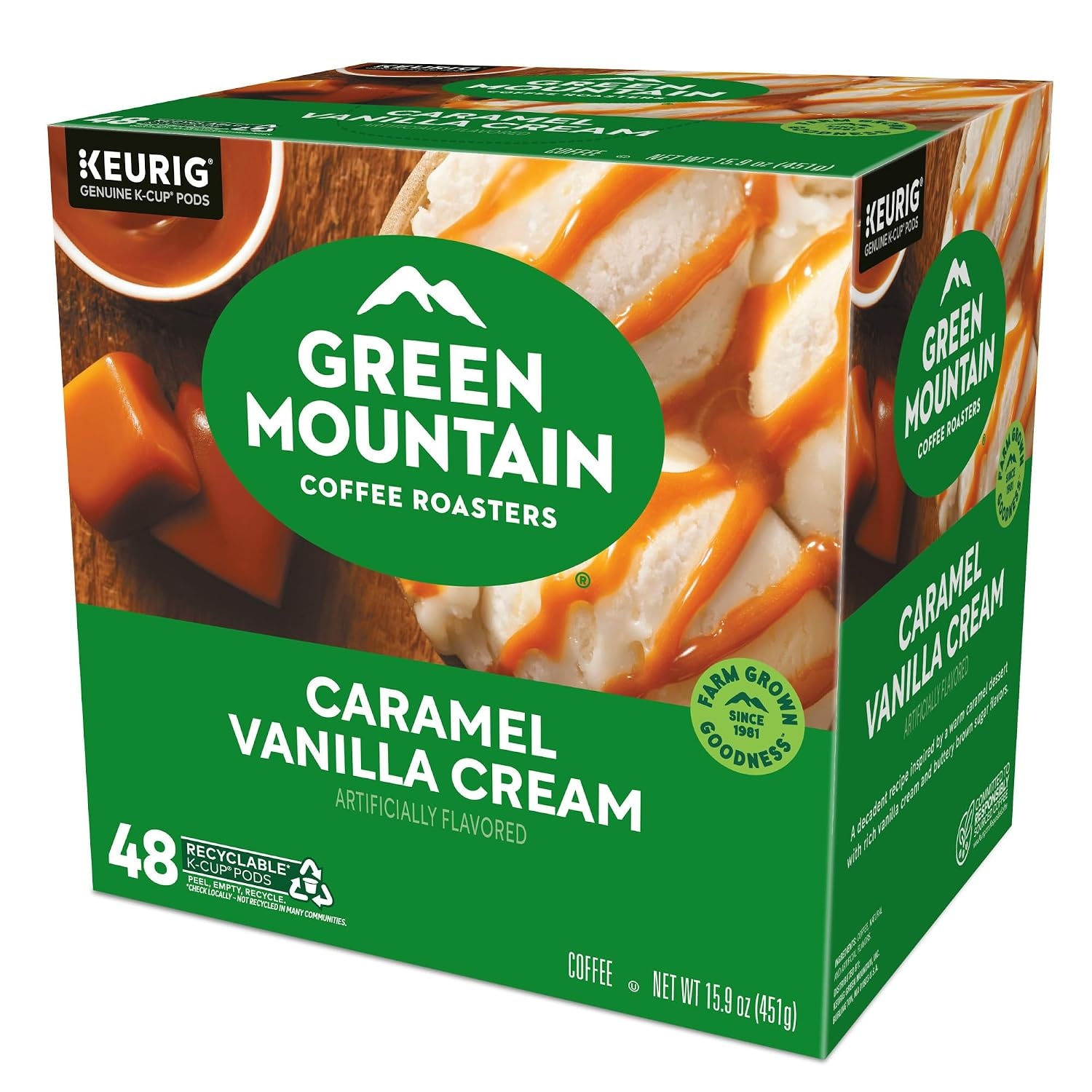 image:imageGreen Mountain Coffee Roasters Caramel Vanilla Cream Coffee Keurig SingleServe KCup pods Light Roast 96 CountCaramel Vanilla Cream
