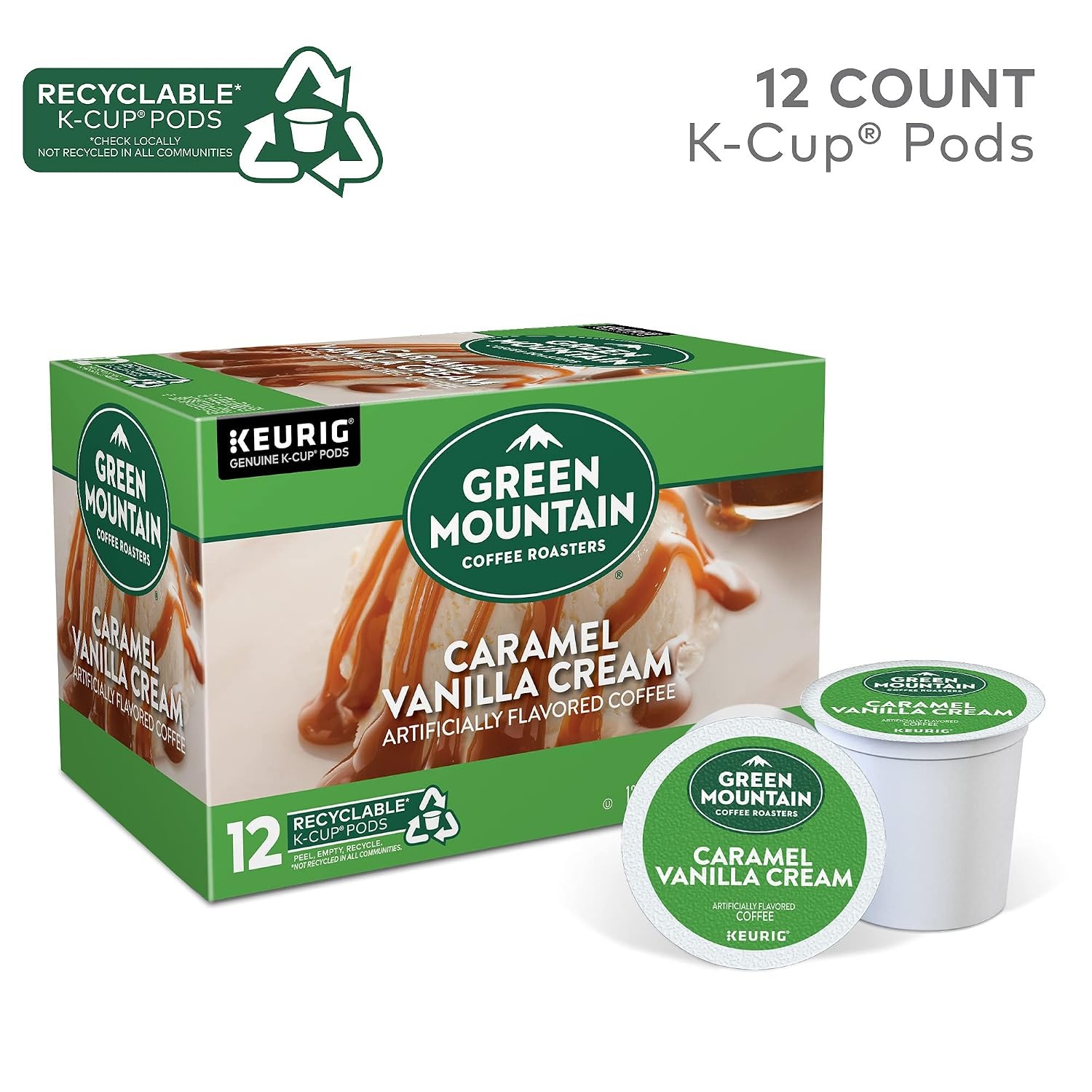 image:imageGreen Mountain Coffee Roasters Caramel Vanilla Cream Coffee Keurig SingleServe KCup pods Light Roast 96 CountCaramel Vanilla Cream