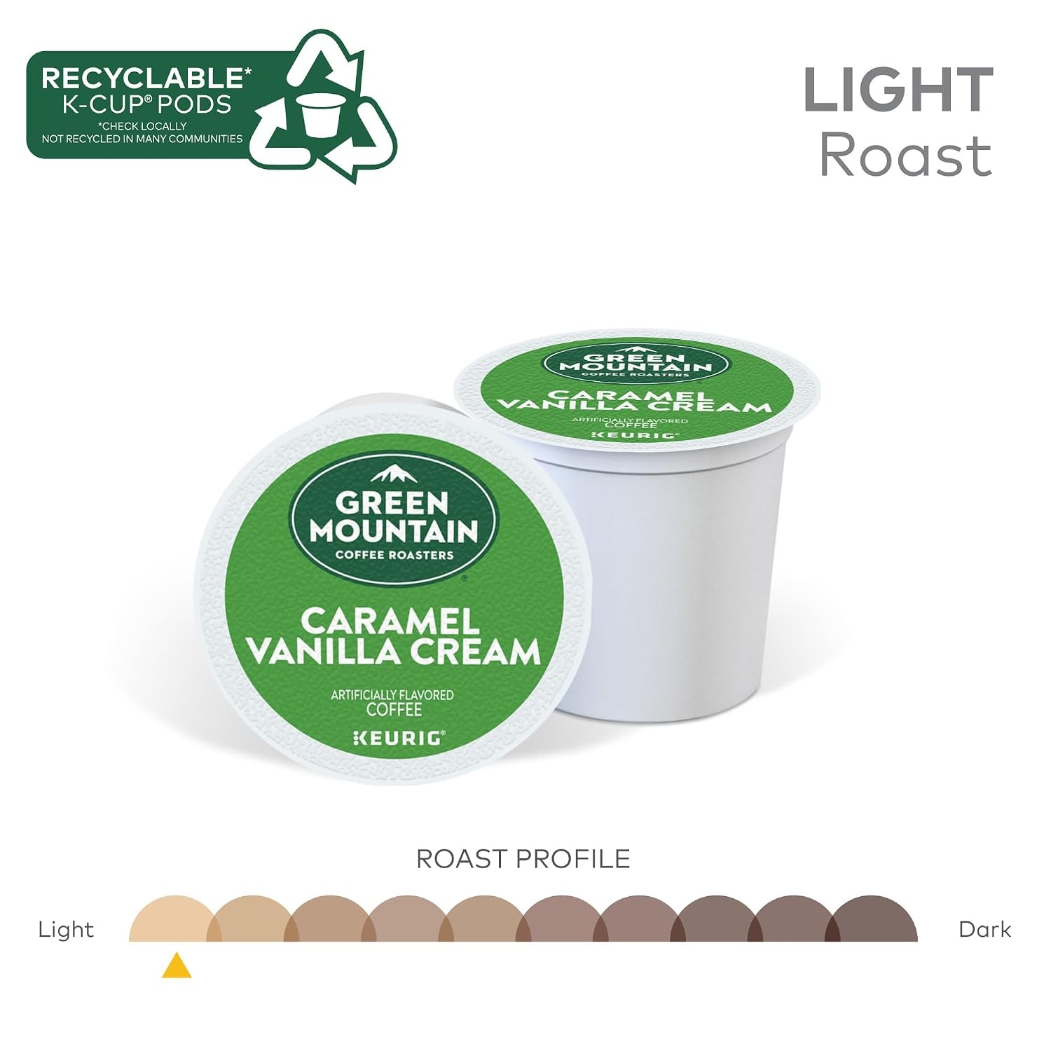 image:imageGreen Mountain Coffee Roasters Caramel Vanilla Cream Coffee Keurig SingleServe KCup pods Light Roast 96 CountCaramel Vanilla Cream