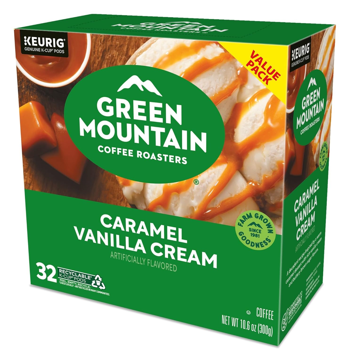 image:imageGreen Mountain Coffee Roasters Caramel Vanilla Cream Coffee Keurig SingleServe KCup pods Light Roast 96 CountCaramel Vanilla Cream