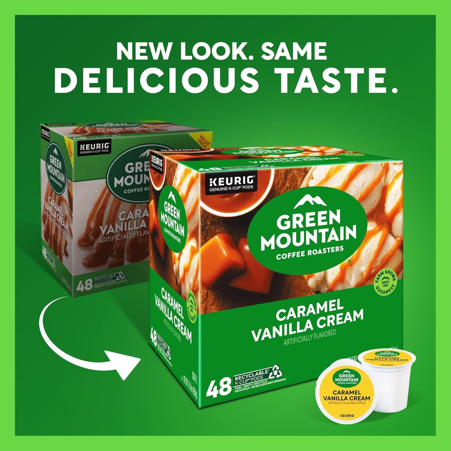 image:imageGreen Mountain Coffee Roasters Caramel Vanilla Cream Coffee Keurig SingleServe KCup pods Light Roast 96 CountCaramel Vanilla Cream