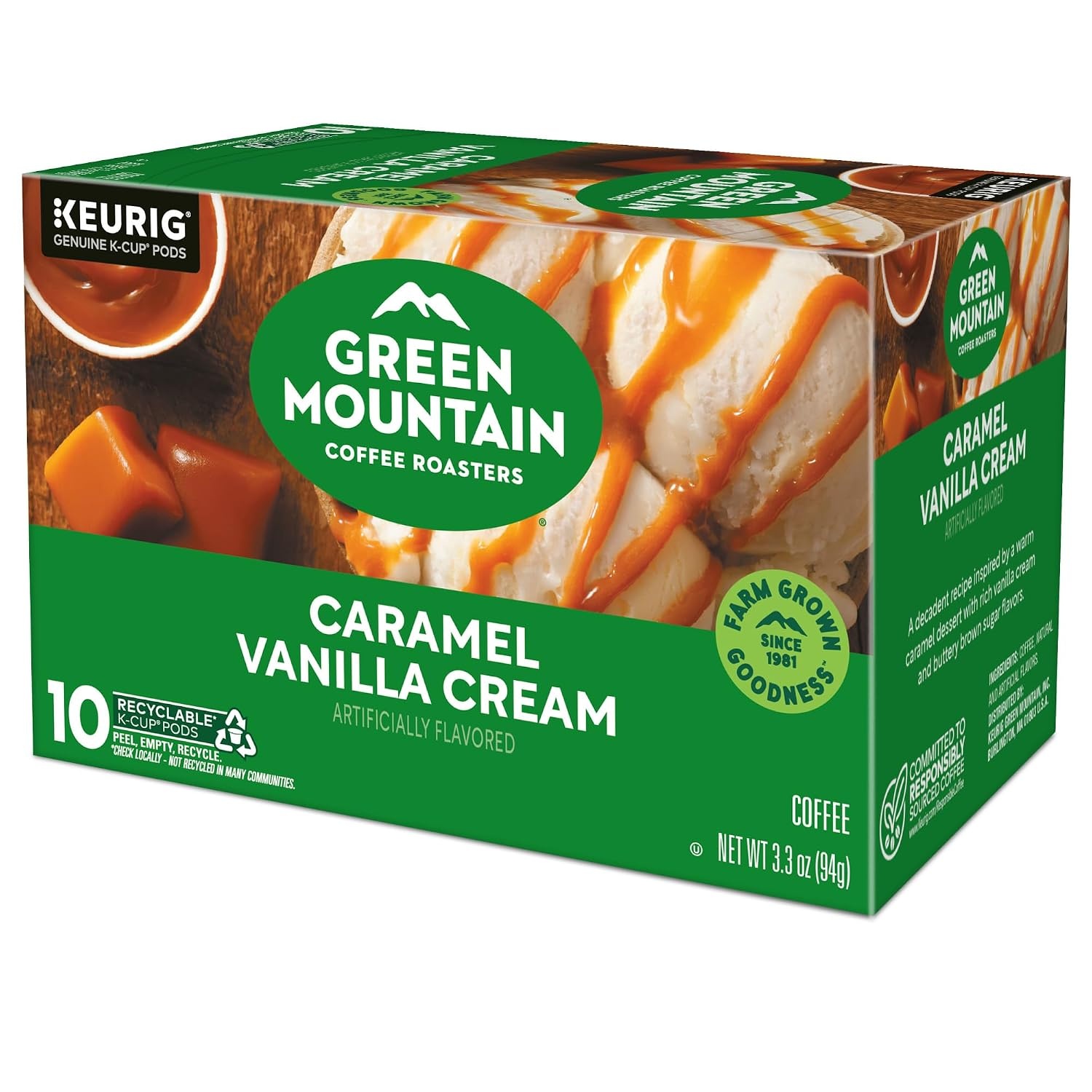 image:imageGreen Mountain Coffee Roasters Caramel Vanilla Cream Coffee Keurig SingleServe KCup pods Light Roast 96 CountCaramel Vanilla Cream