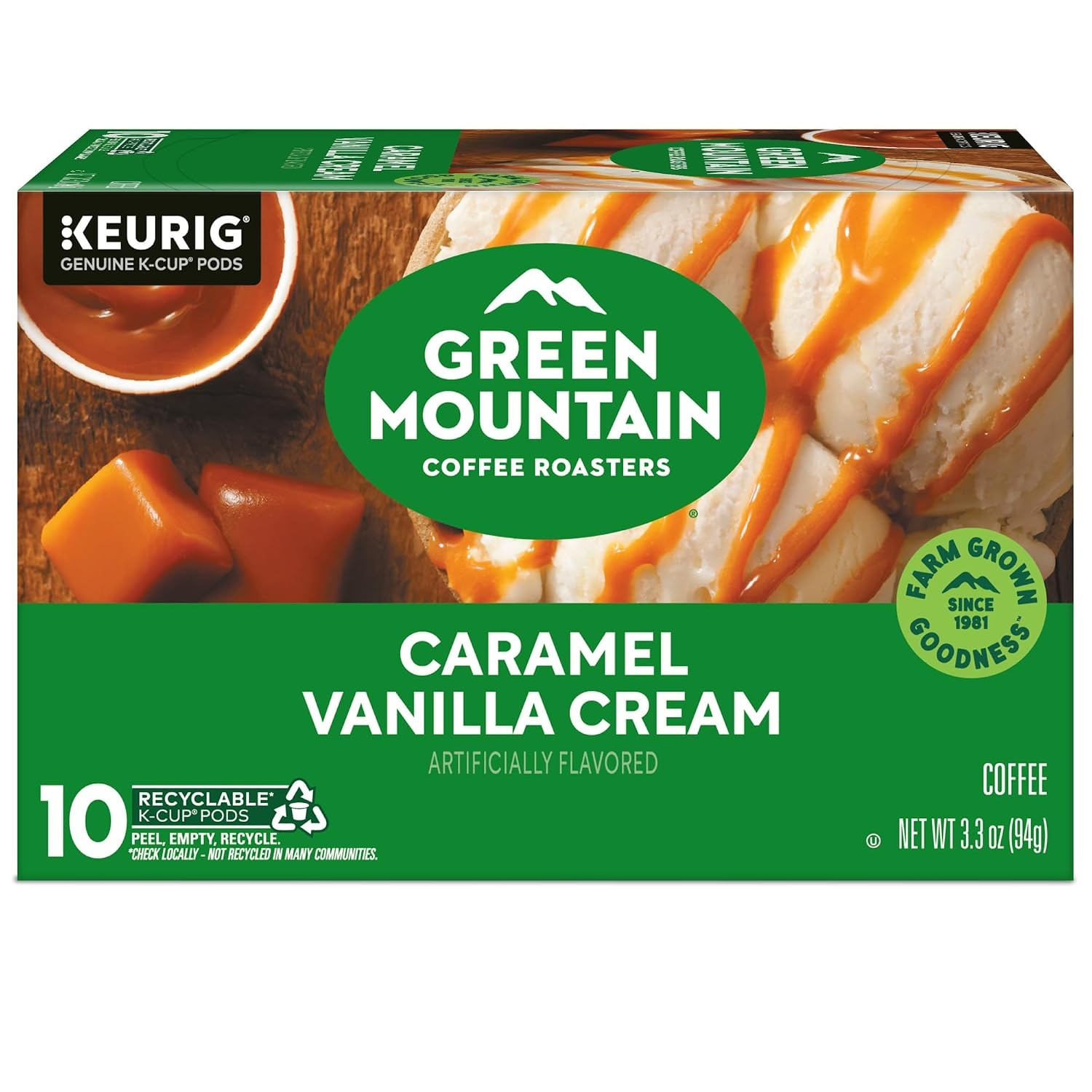 image:imageGreen Mountain Coffee Roasters Caramel Vanilla Cream Coffee Keurig SingleServe KCup pods Light Roast 96 CountCaramel Vanilla Cream