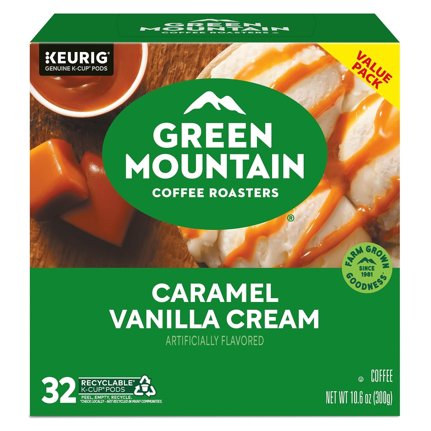image:imageGreen Mountain Coffee Roasters Caramel Vanilla Cream Coffee Keurig SingleServe KCup pods Light Roast 96 CountCaramel Vanilla Cream