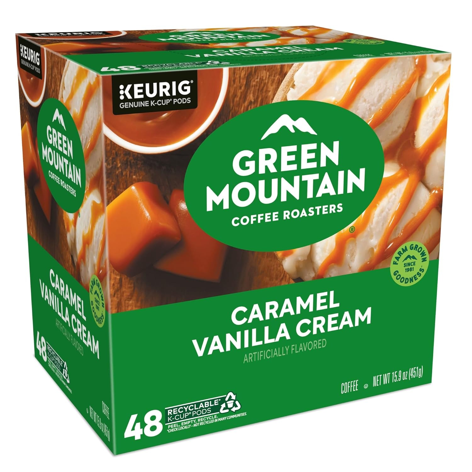 image:imageGreen Mountain Coffee Roasters Caramel Vanilla Cream Coffee Keurig SingleServe KCup pods Light Roast 96 CountCaramel Vanilla Cream