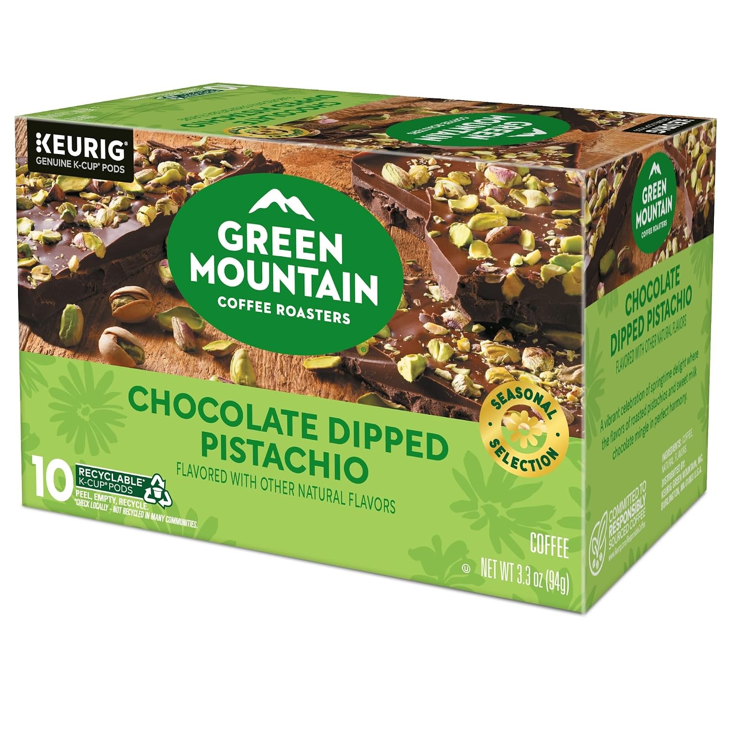 image:imageGreen Mountain Coffee Roasters Caramel Vanilla Cream Coffee Keurig SingleServe KCup pods Light Roast 96 CountChocolate Dipped Pistachio