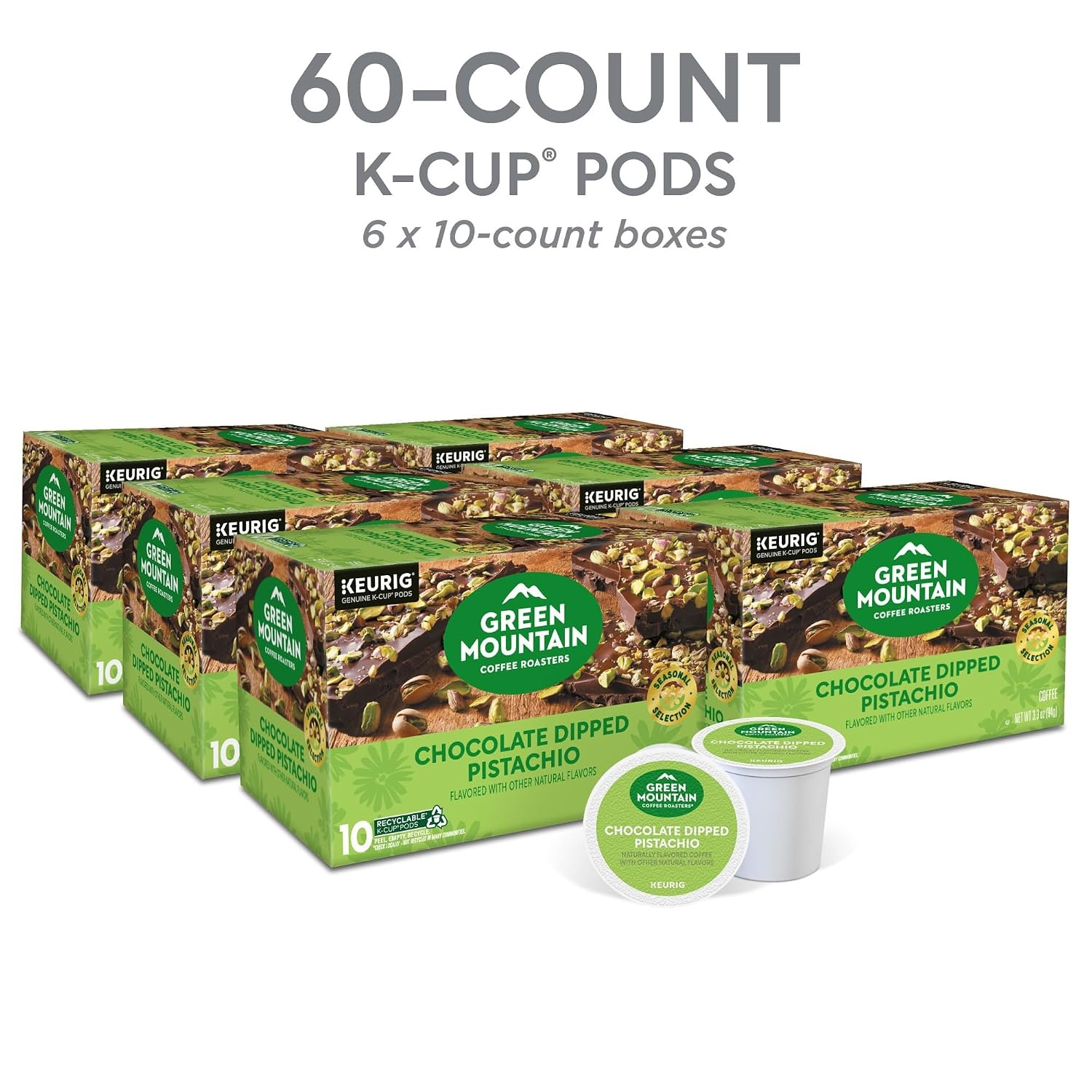 image:imageGreen Mountain Coffee Roasters Caramel Vanilla Cream Coffee Keurig SingleServe KCup pods Light Roast 96 CountChocolate Dipped Pistachio