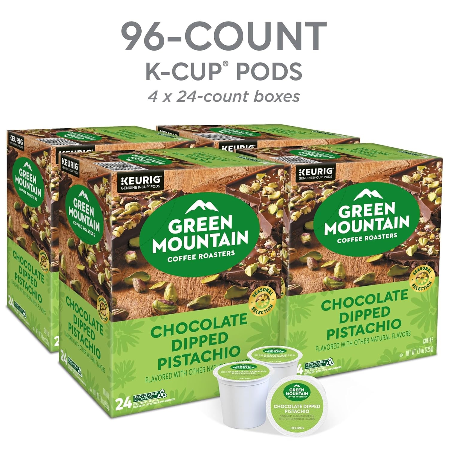 image:imageGreen Mountain Coffee Roasters Caramel Vanilla Cream Coffee Keurig SingleServe KCup pods Light Roast 96 CountChocolate Dipped Pistachio