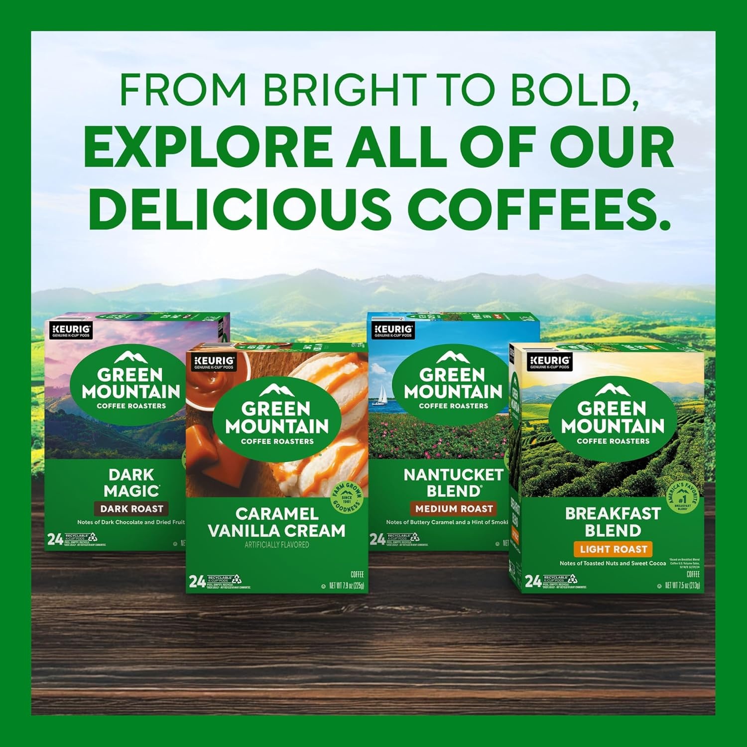 image:imageGreen Mountain Coffee Roasters Caramel Vanilla Cream Coffee Keurig SingleServe KCup pods Light Roast 96 CountChocolate Dipped Pistachio