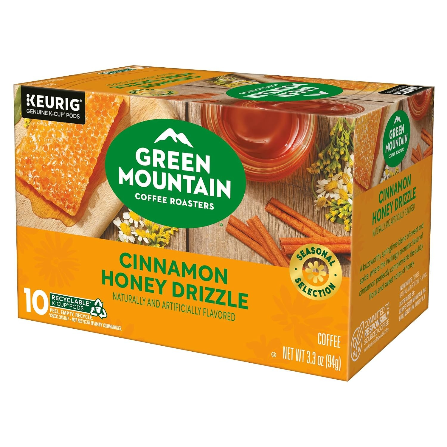 image:imageGreen Mountain Coffee Roasters Caramel Vanilla Cream Coffee Keurig SingleServe KCup pods Light Roast 96 CountCinnamon Honey Drizzle