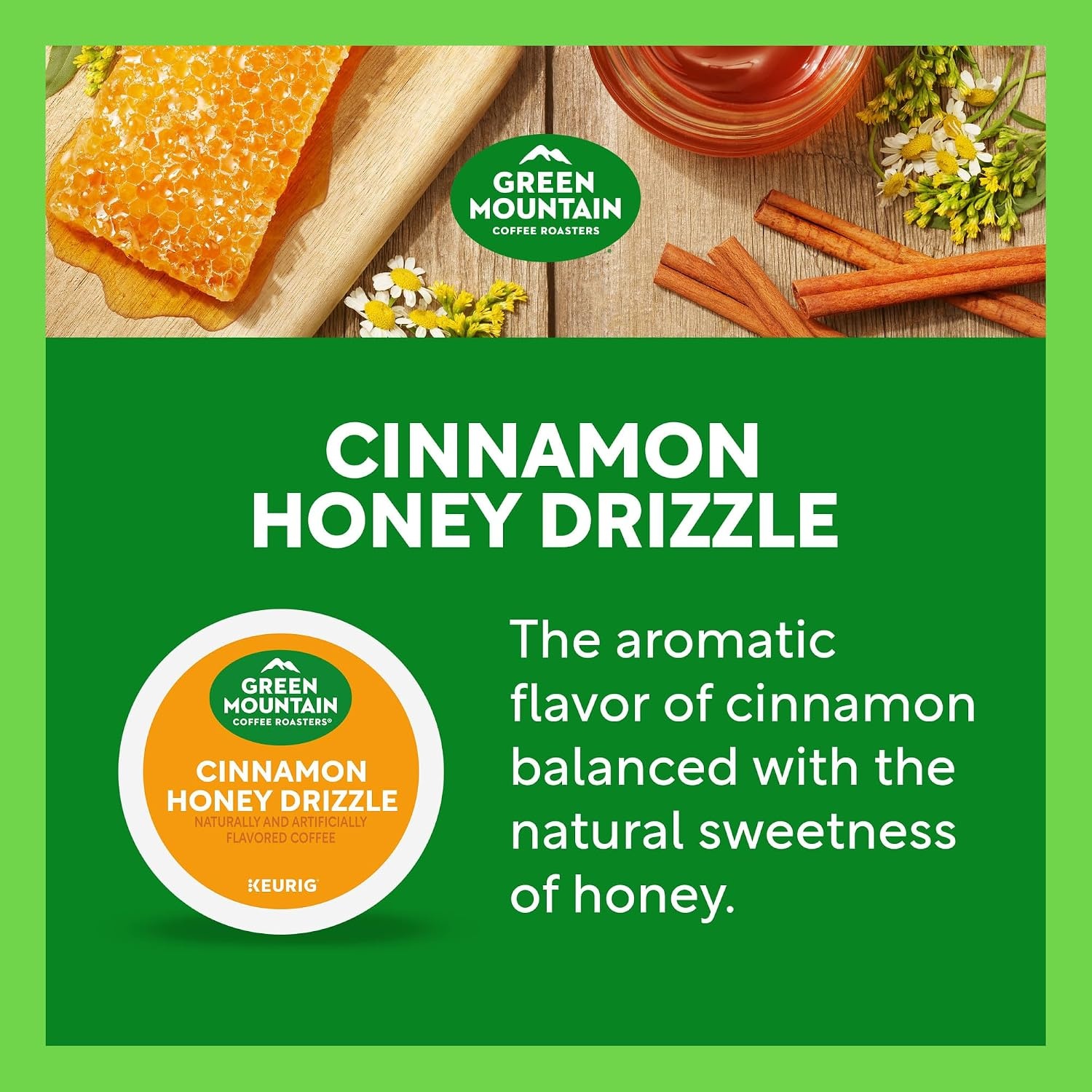 image:imageGreen Mountain Coffee Roasters Caramel Vanilla Cream Coffee Keurig SingleServe KCup pods Light Roast 96 CountCinnamon Honey Drizzle