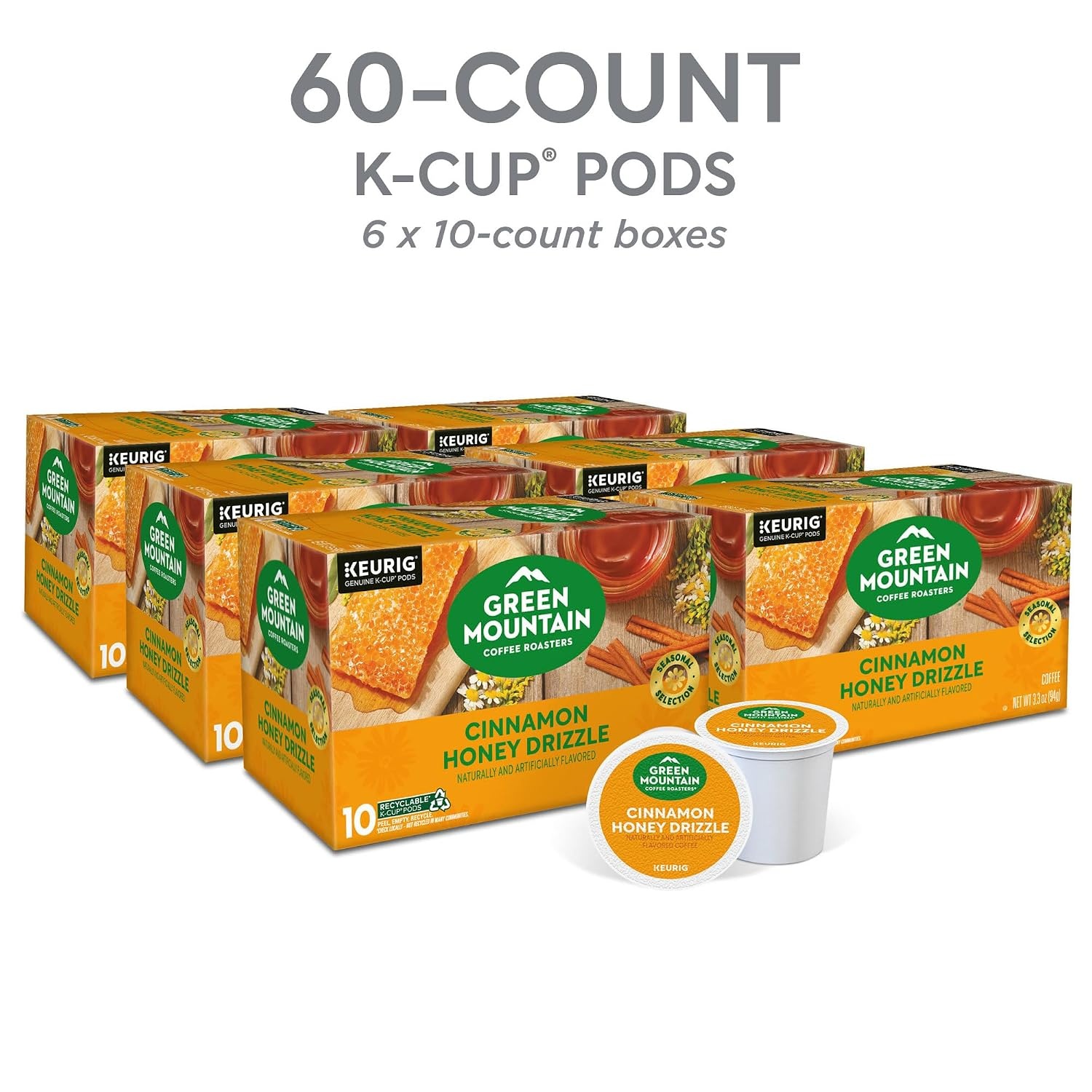 image:imageGreen Mountain Coffee Roasters Caramel Vanilla Cream Coffee Keurig SingleServe KCup pods Light Roast 96 CountCinnamon Honey Drizzle