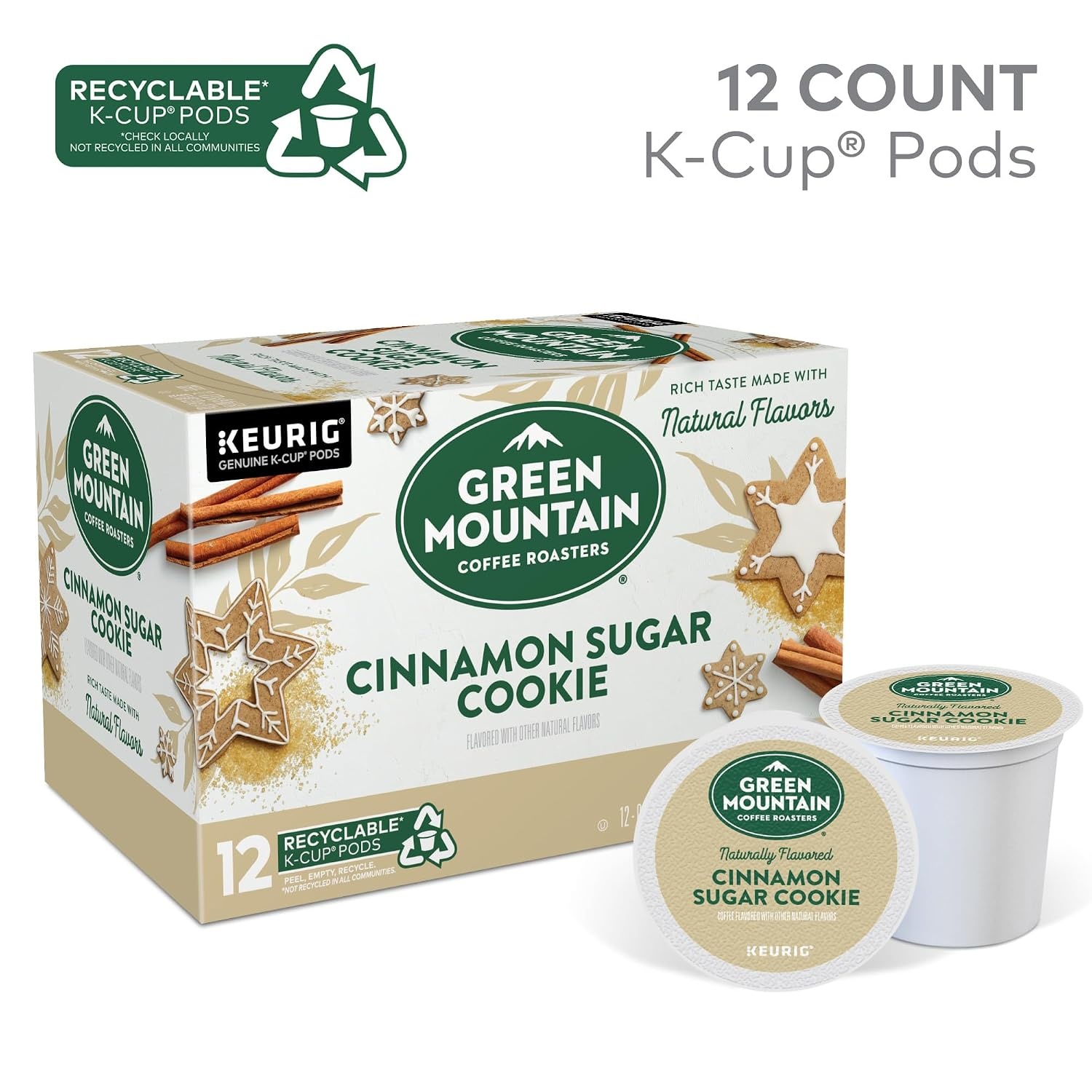 image:imageGreen Mountain Coffee Roasters Caramel Vanilla Cream Coffee Keurig SingleServe KCup pods Light Roast 96 CountCinnamon Sugar Cookie