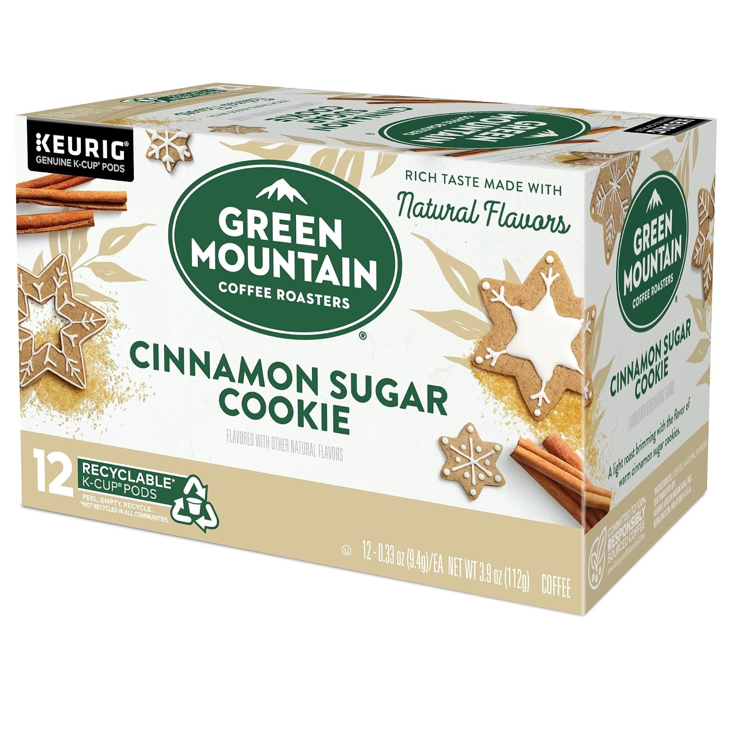image:imageGreen Mountain Coffee Roasters Caramel Vanilla Cream Coffee Keurig SingleServe KCup pods Light Roast 96 CountCinnamon Sugar Cookie