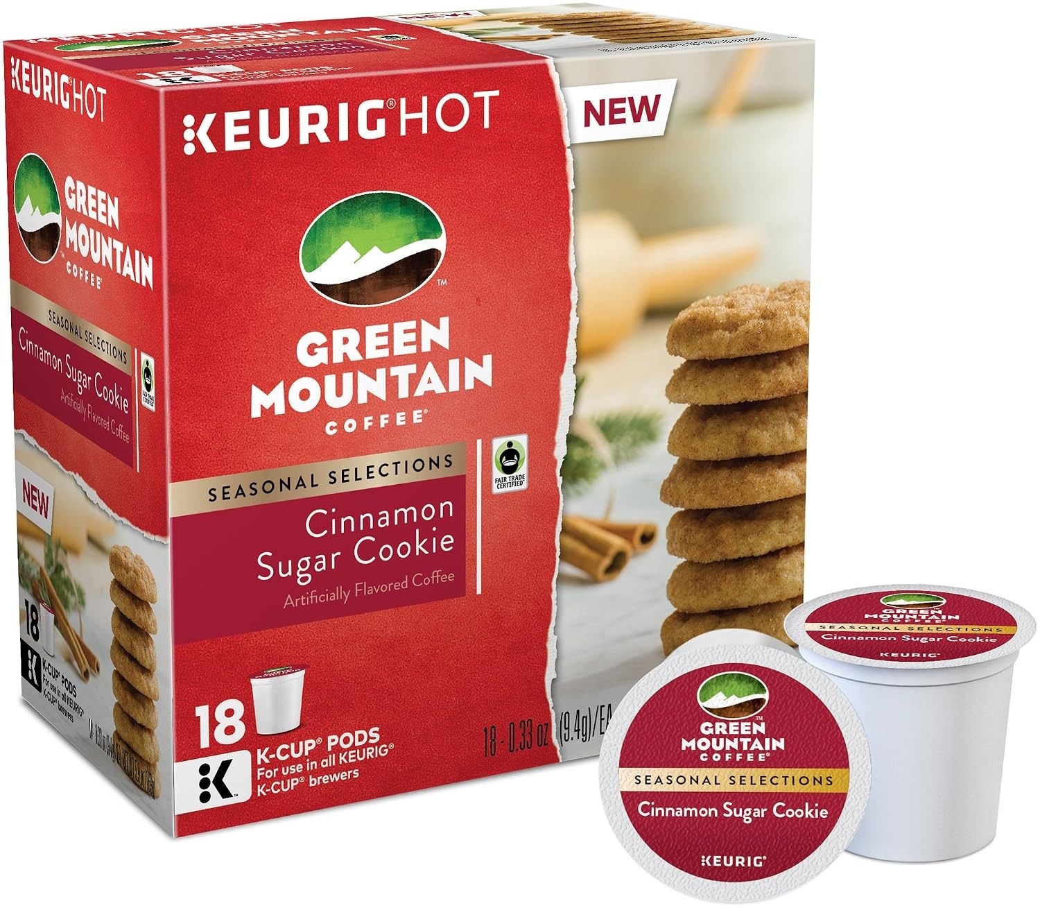 image:imageGreen Mountain Coffee Roasters Caramel Vanilla Cream Coffee Keurig SingleServe KCup pods Light Roast 96 CountCinnamon Sugar Cookie