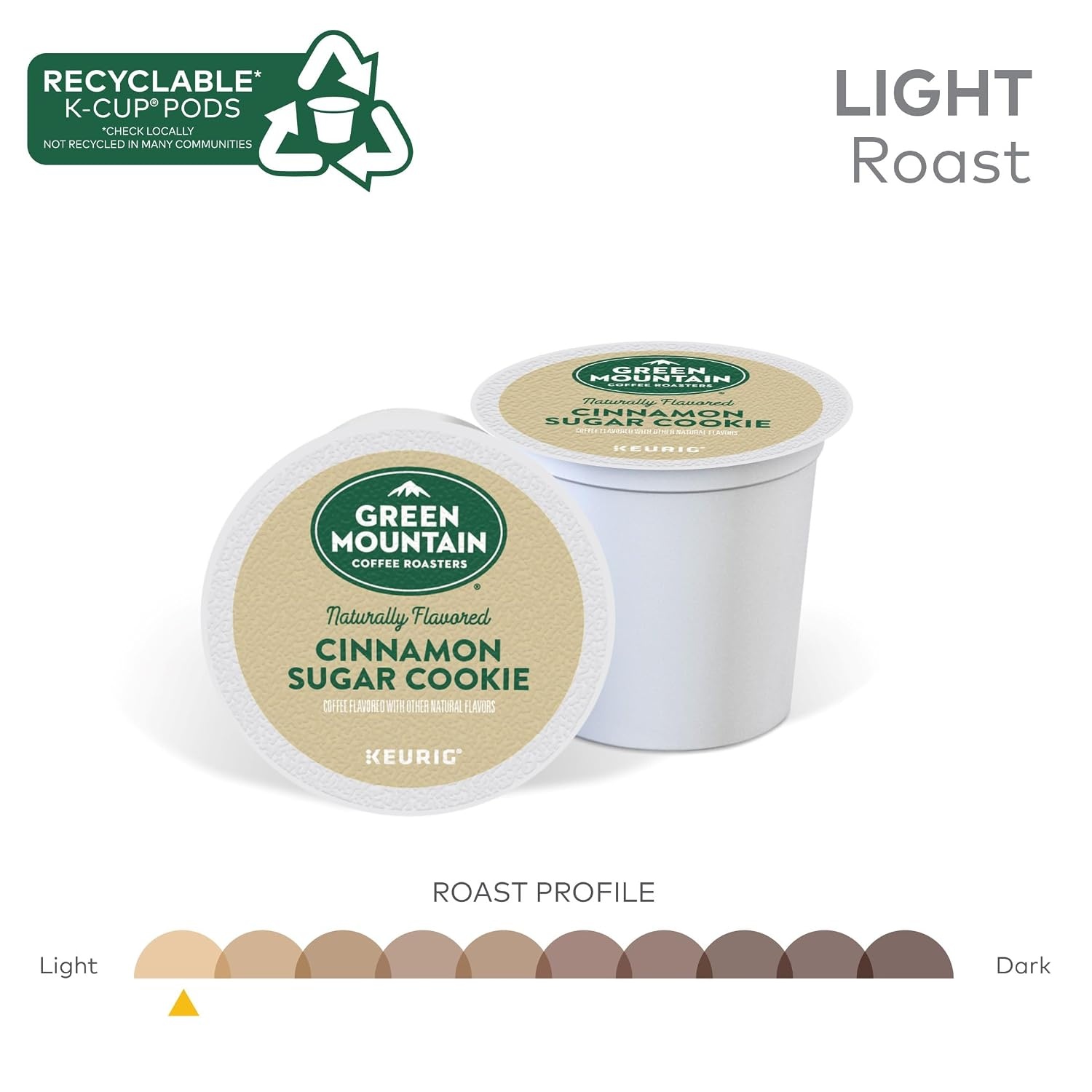 image:imageGreen Mountain Coffee Roasters Caramel Vanilla Cream Coffee Keurig SingleServe KCup pods Light Roast 96 CountCinnamon Sugar Cookie