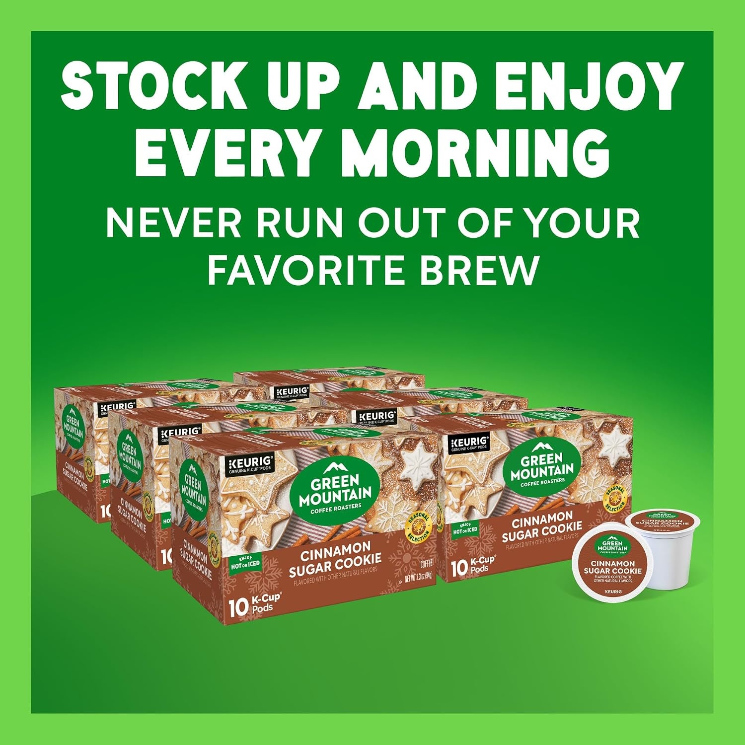 image:imageGreen Mountain Coffee Roasters Caramel Vanilla Cream Coffee Keurig SingleServe KCup pods Light Roast 96 CountCinnamon Sugar Cookie