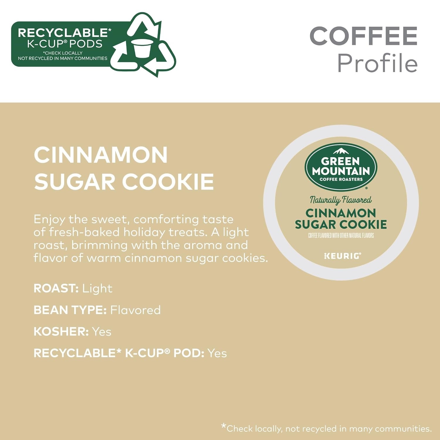image:imageGreen Mountain Coffee Roasters Caramel Vanilla Cream Coffee Keurig SingleServe KCup pods Light Roast 96 CountCinnamon Sugar Cookie