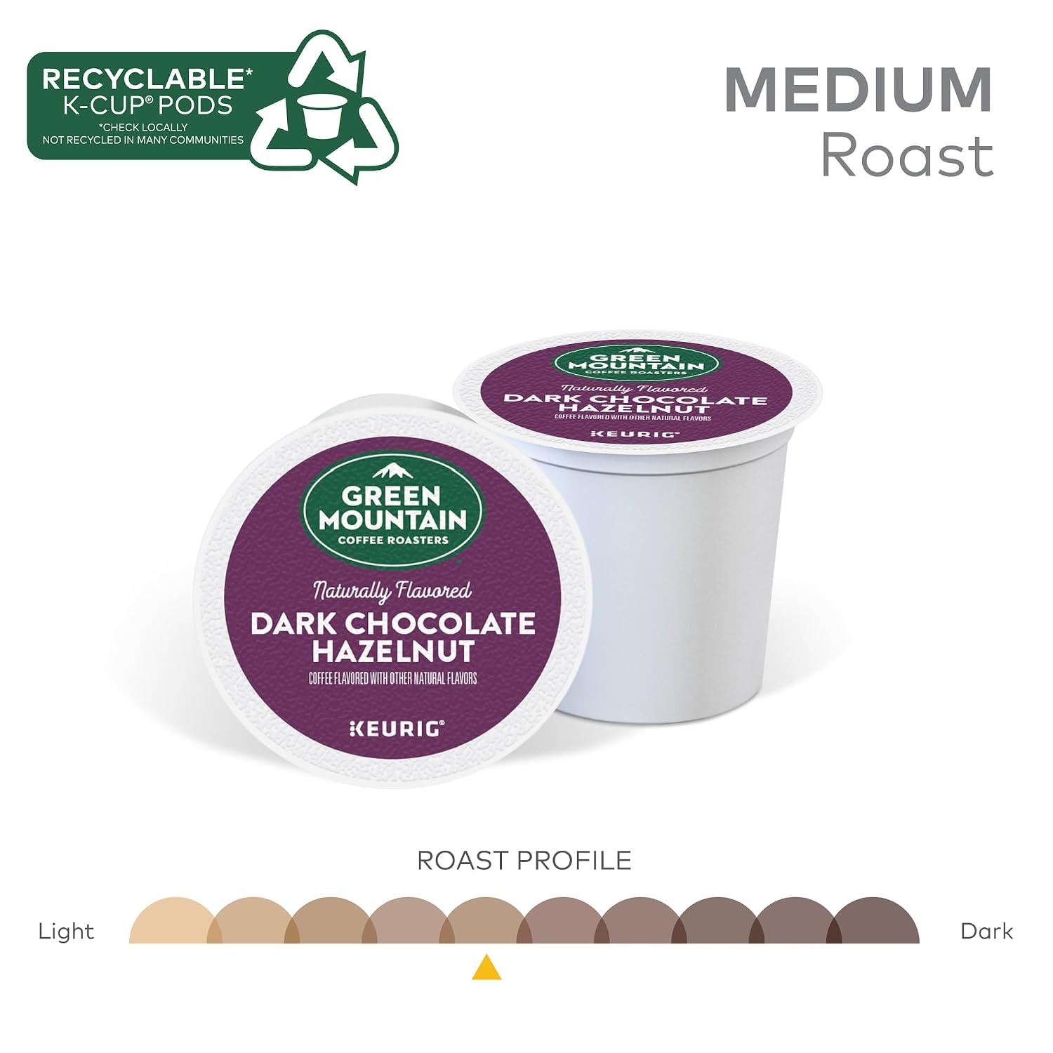 image:imageGreen Mountain Coffee Roasters Caramel Vanilla Cream Coffee Keurig SingleServe KCup pods Light Roast 96 CountDark Chocolate Hazelnut