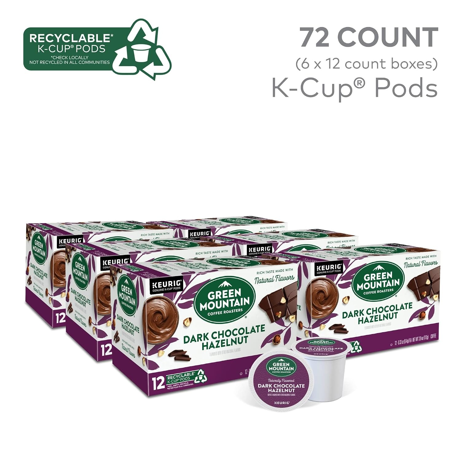 image:imageGreen Mountain Coffee Roasters Caramel Vanilla Cream Coffee Keurig SingleServe KCup pods Light Roast 96 CountDark Chocolate Hazelnut