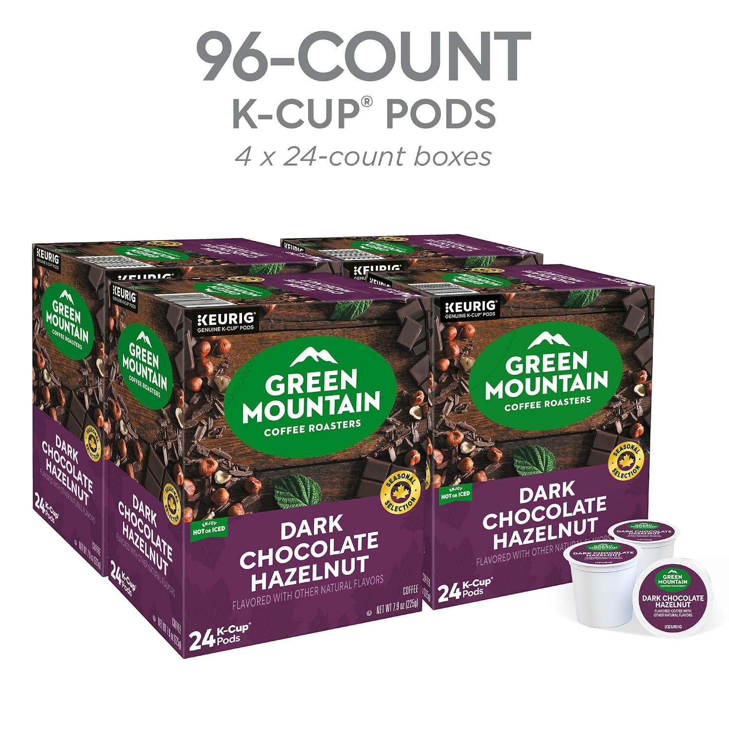 image:imageGreen Mountain Coffee Roasters Caramel Vanilla Cream Coffee Keurig SingleServe KCup pods Light Roast 96 CountDark Chocolate Hazelnut