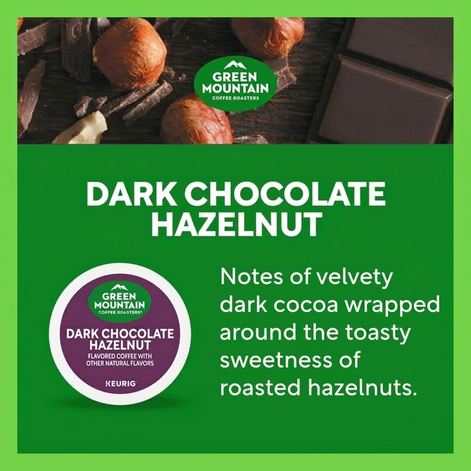 image:imageGreen Mountain Coffee Roasters Caramel Vanilla Cream Coffee Keurig SingleServe KCup pods Light Roast 96 CountDark Chocolate Hazelnut