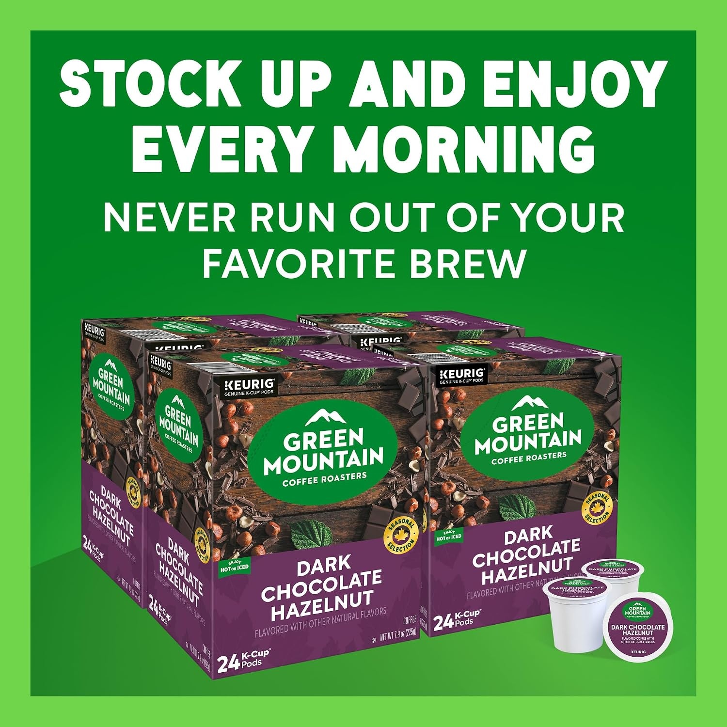 image:imageGreen Mountain Coffee Roasters Caramel Vanilla Cream Coffee Keurig SingleServe KCup pods Light Roast 96 CountDark Chocolate Hazelnut