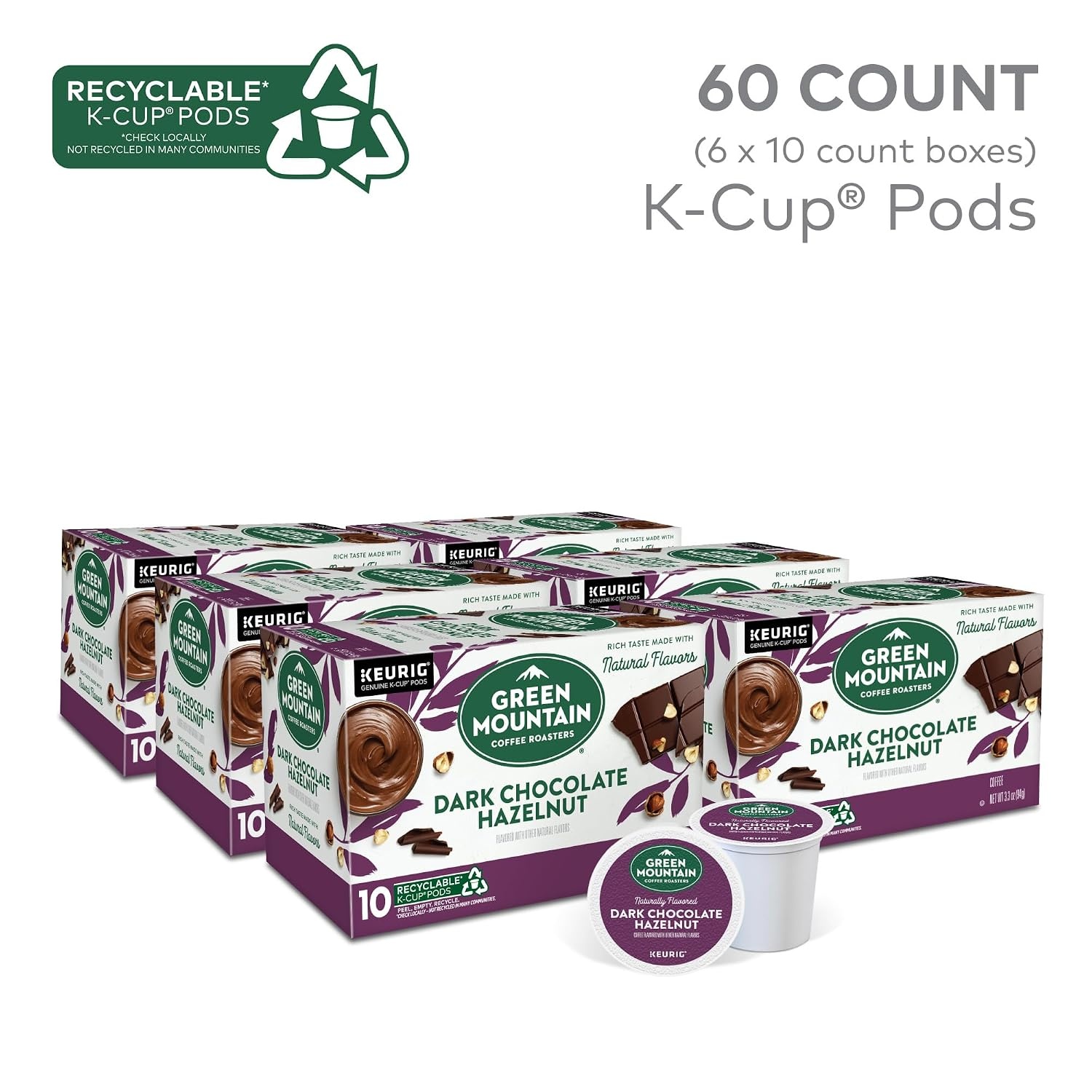 image:imageGreen Mountain Coffee Roasters Caramel Vanilla Cream Coffee Keurig SingleServe KCup pods Light Roast 96 CountDark Chocolate Hazelnut
