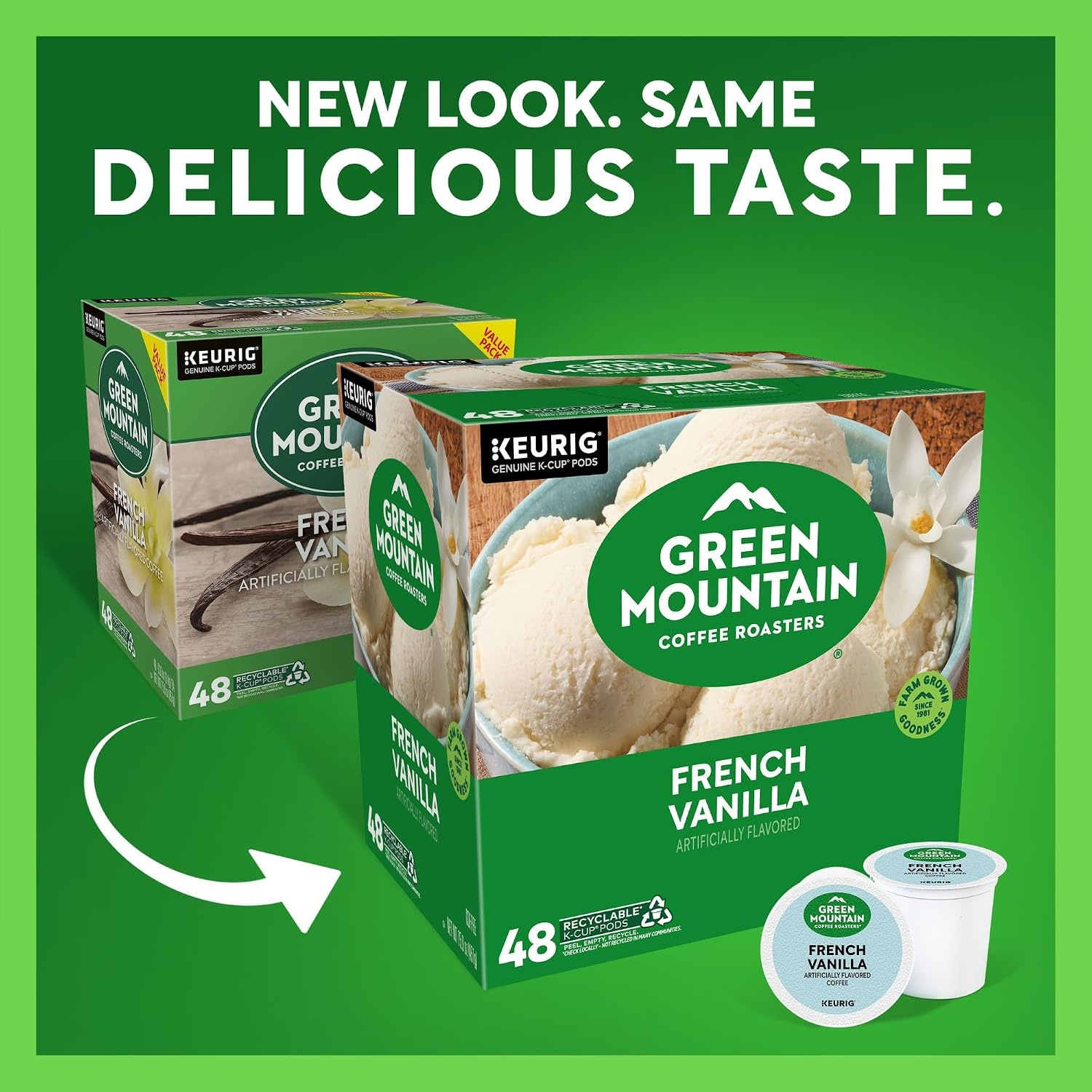 image:imageGreen Mountain Coffee Roasters Caramel Vanilla Cream Coffee Keurig SingleServe KCup pods Light Roast 96 CountFrench Vanilla