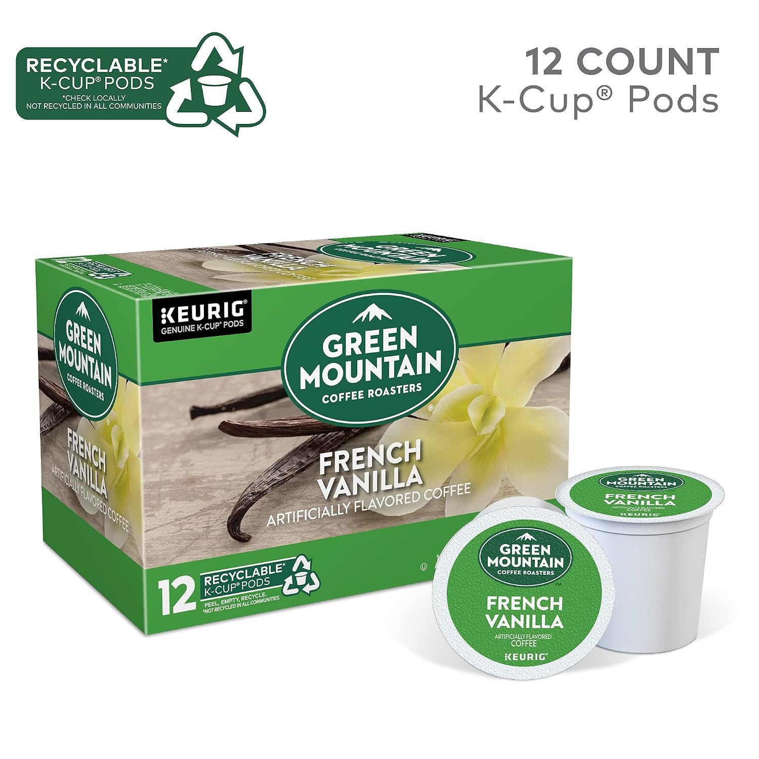 image:imageGreen Mountain Coffee Roasters Caramel Vanilla Cream Coffee Keurig SingleServe KCup pods Light Roast 96 CountFrench Vanilla