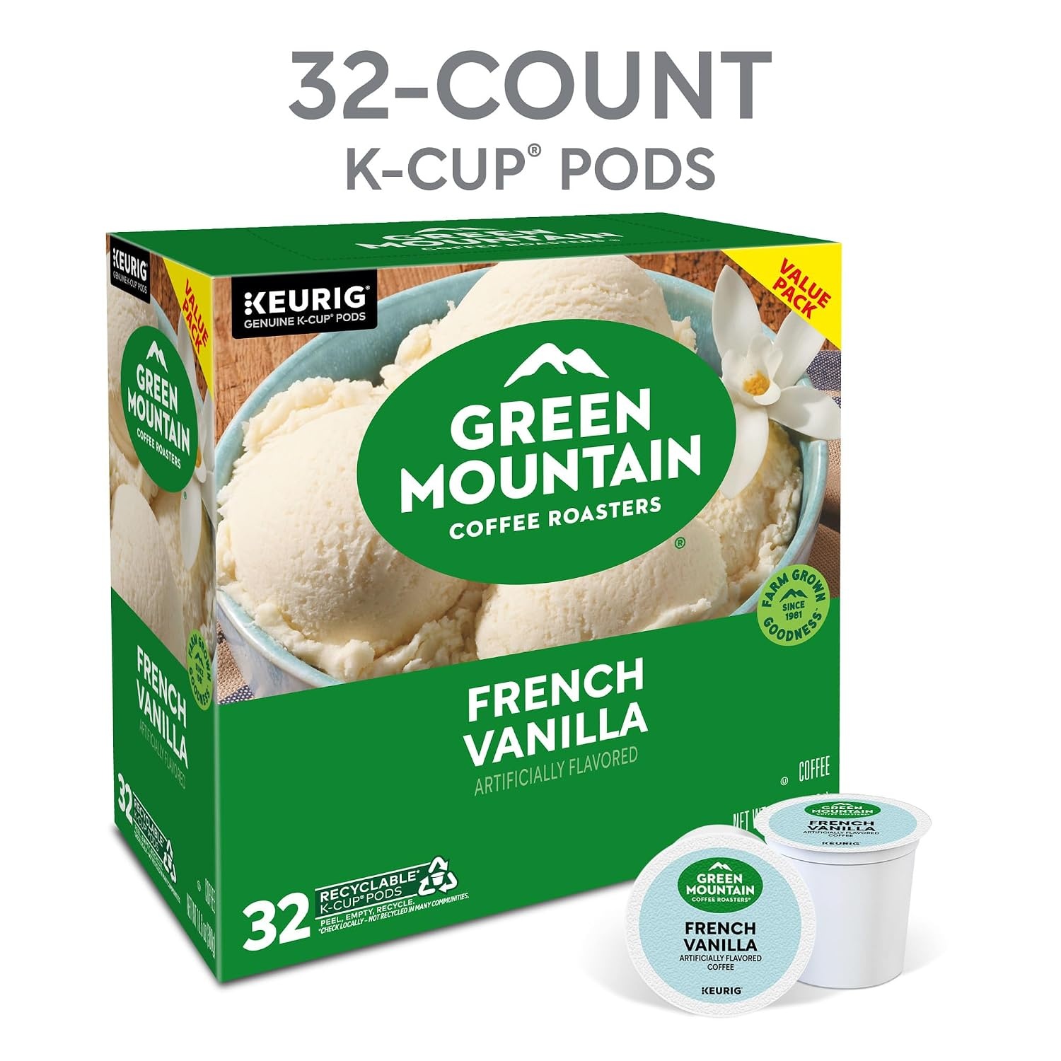 image:imageGreen Mountain Coffee Roasters Caramel Vanilla Cream Coffee Keurig SingleServe KCup pods Light Roast 96 CountFrench Vanilla