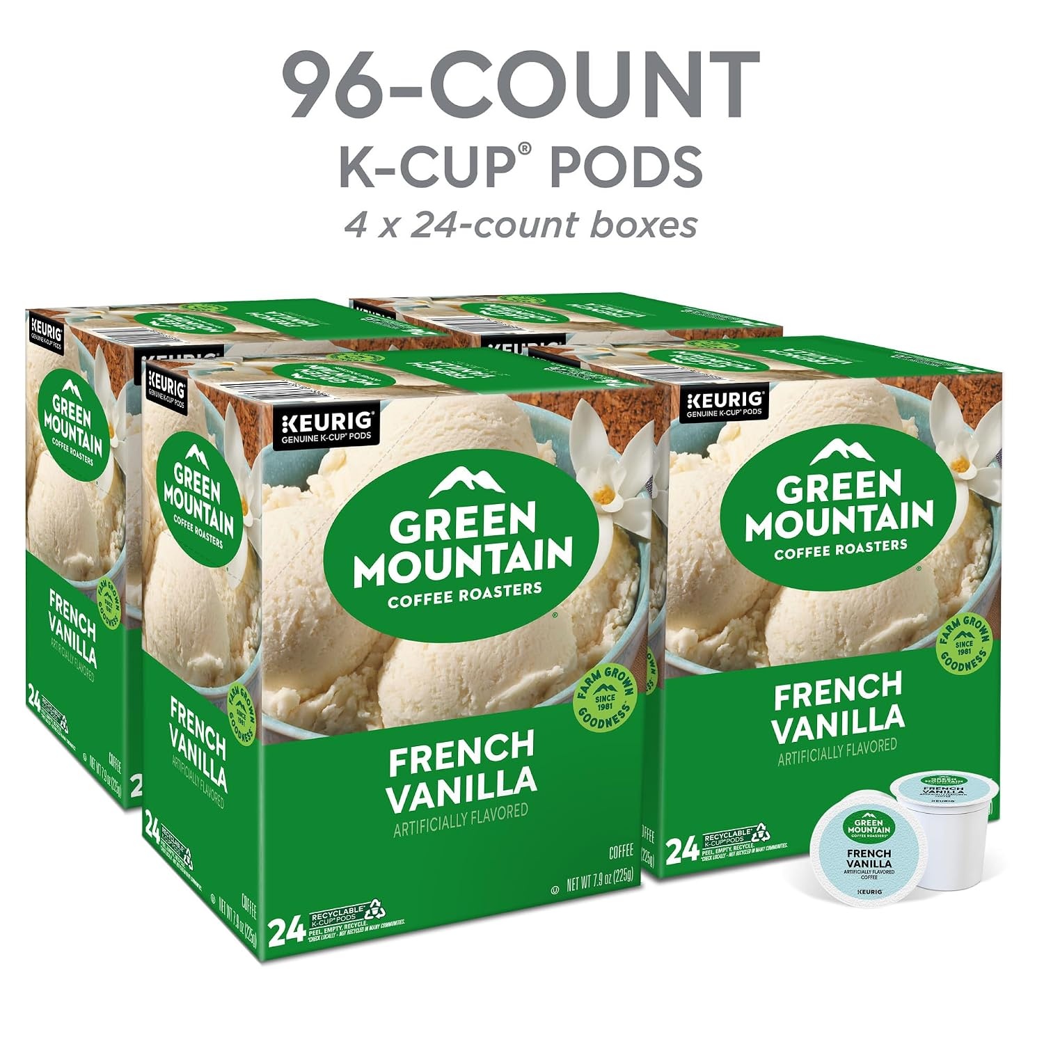 image:imageGreen Mountain Coffee Roasters Caramel Vanilla Cream Coffee Keurig SingleServe KCup pods Light Roast 96 CountFrench Vanilla