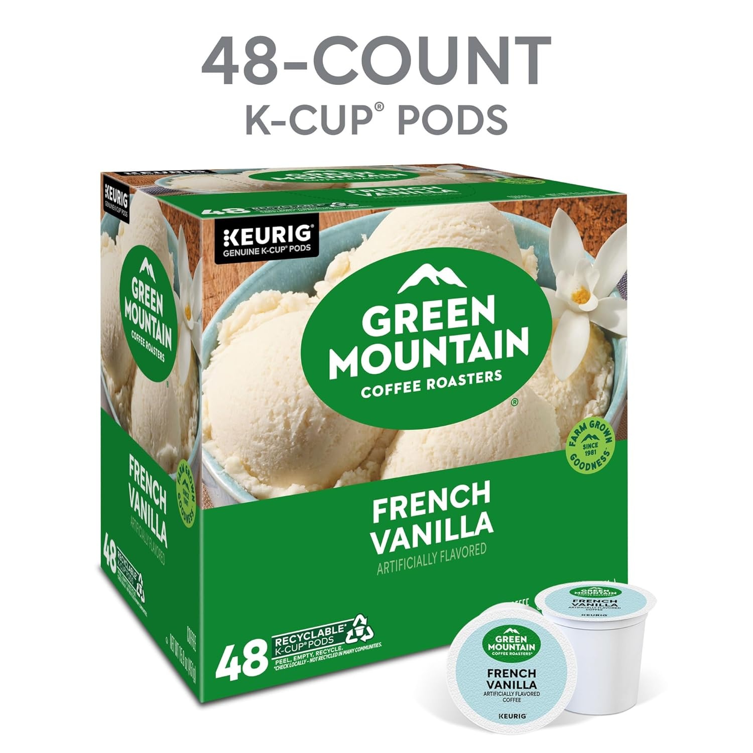 image:imageGreen Mountain Coffee Roasters Caramel Vanilla Cream Coffee Keurig SingleServe KCup pods Light Roast 96 CountFrench Vanilla