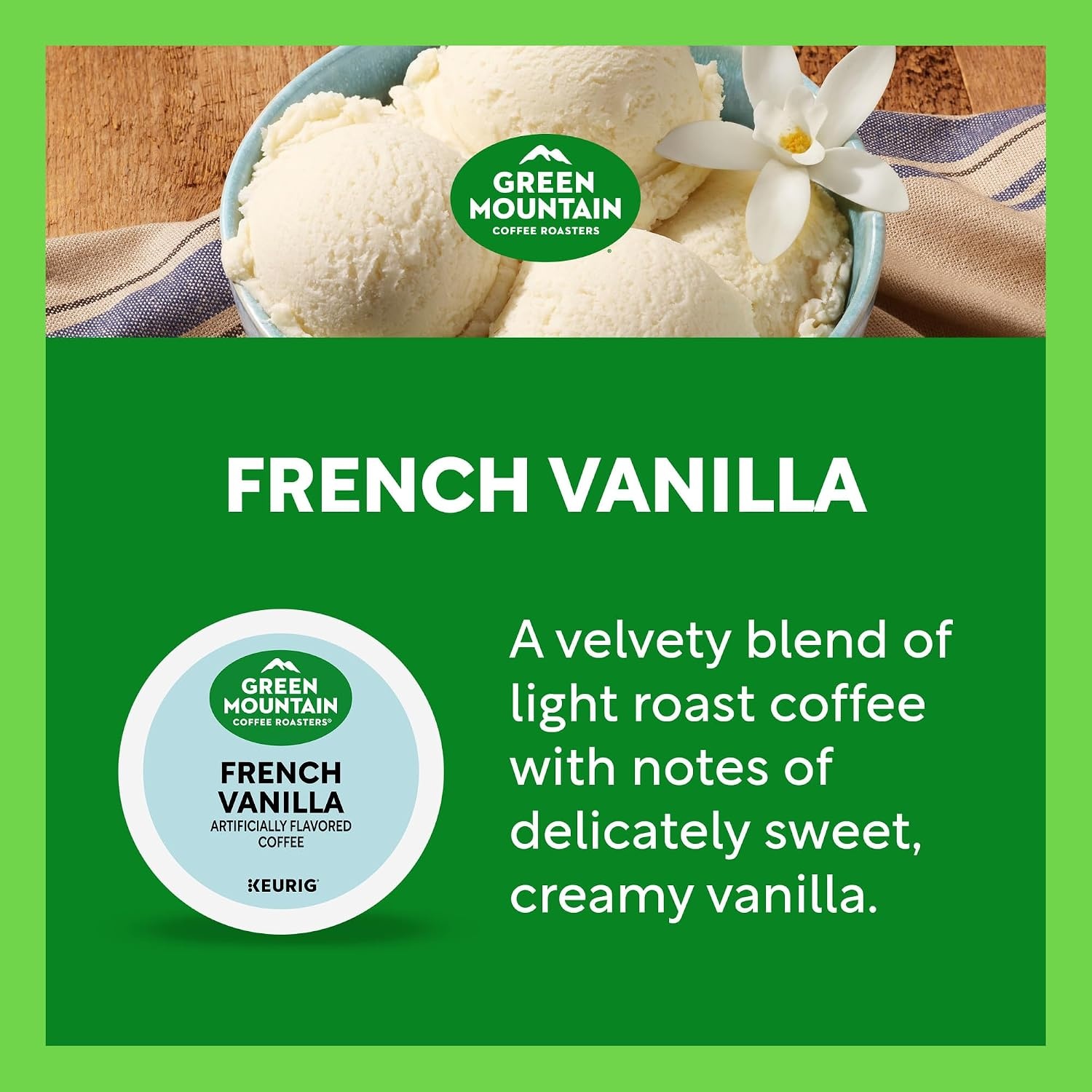 image:imageGreen Mountain Coffee Roasters Caramel Vanilla Cream Coffee Keurig SingleServe KCup pods Light Roast 96 CountFrench Vanilla