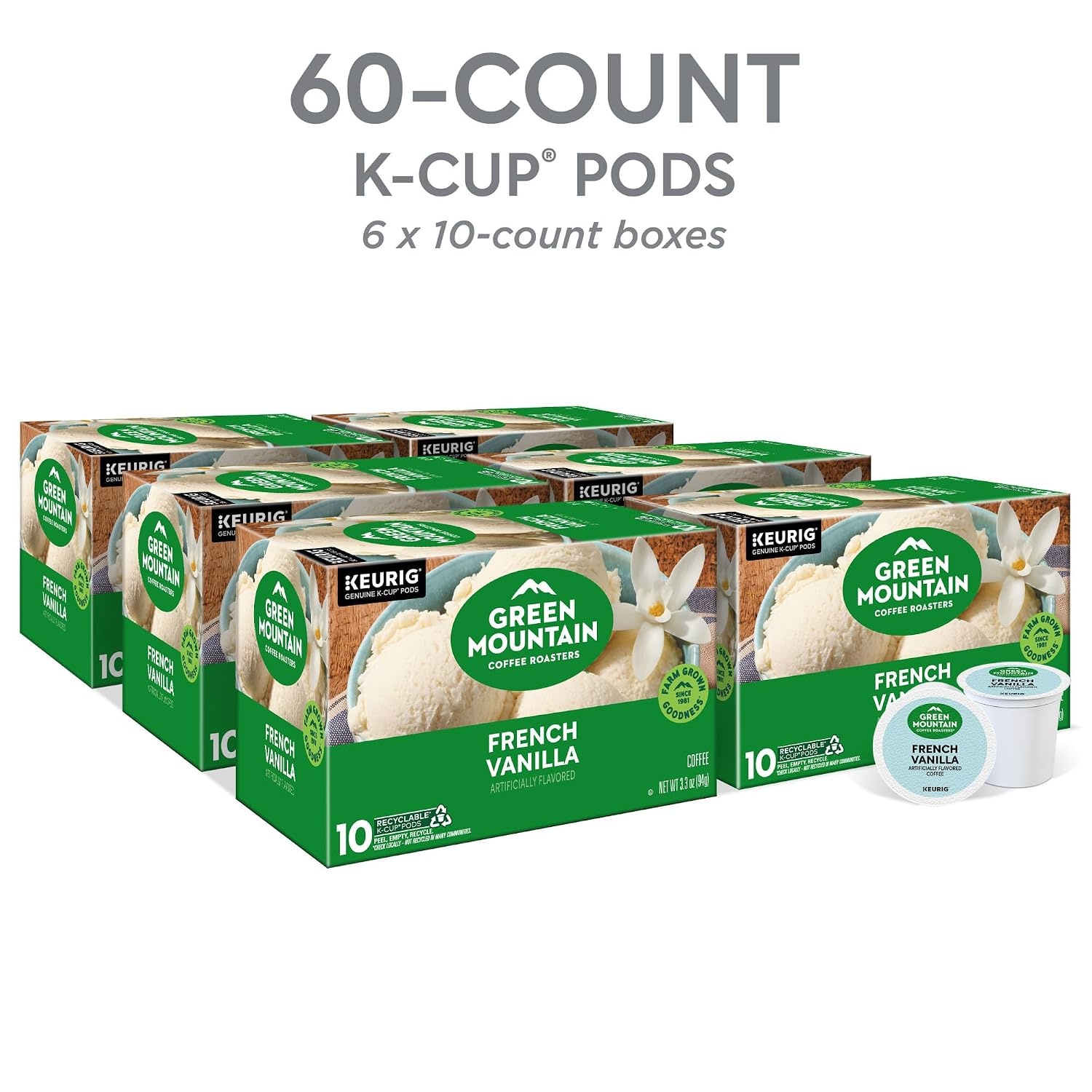 image:imageGreen Mountain Coffee Roasters Caramel Vanilla Cream Coffee Keurig SingleServe KCup pods Light Roast 96 CountFrench Vanilla