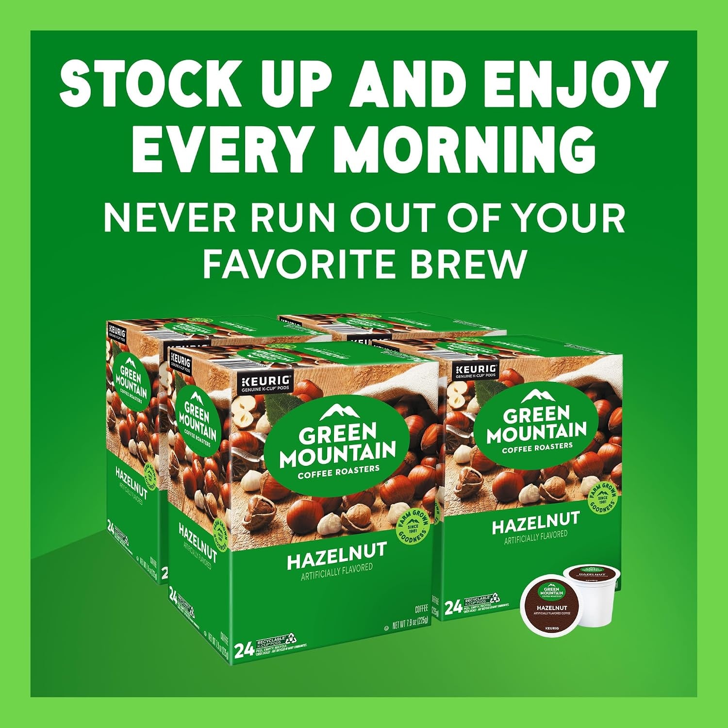 image:imageGreen Mountain Coffee Roasters Caramel Vanilla Cream Coffee Keurig SingleServe KCup pods Light Roast 96 CountHazelnut