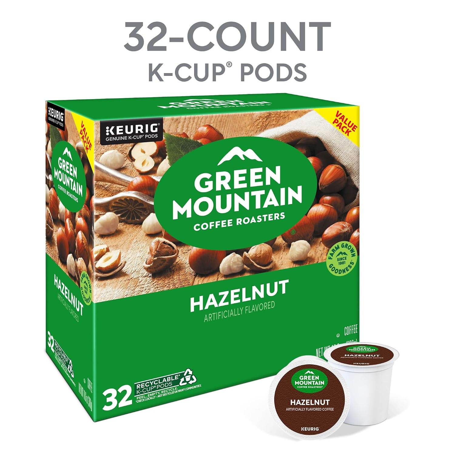image:imageGreen Mountain Coffee Roasters Caramel Vanilla Cream Coffee Keurig SingleServe KCup pods Light Roast 96 CountHazelnut