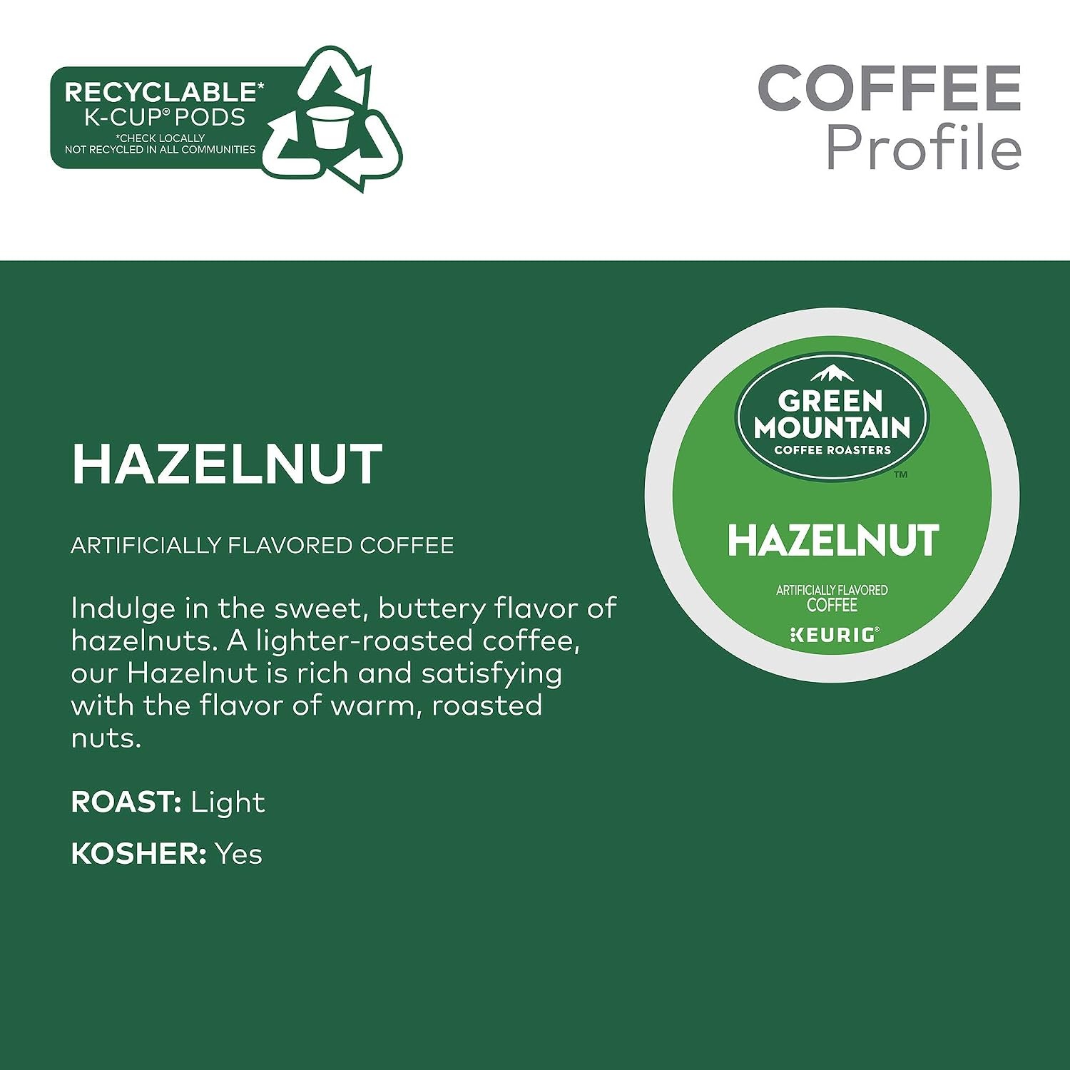 image:imageGreen Mountain Coffee Roasters Caramel Vanilla Cream Coffee Keurig SingleServe KCup pods Light Roast 96 CountHazelnut
