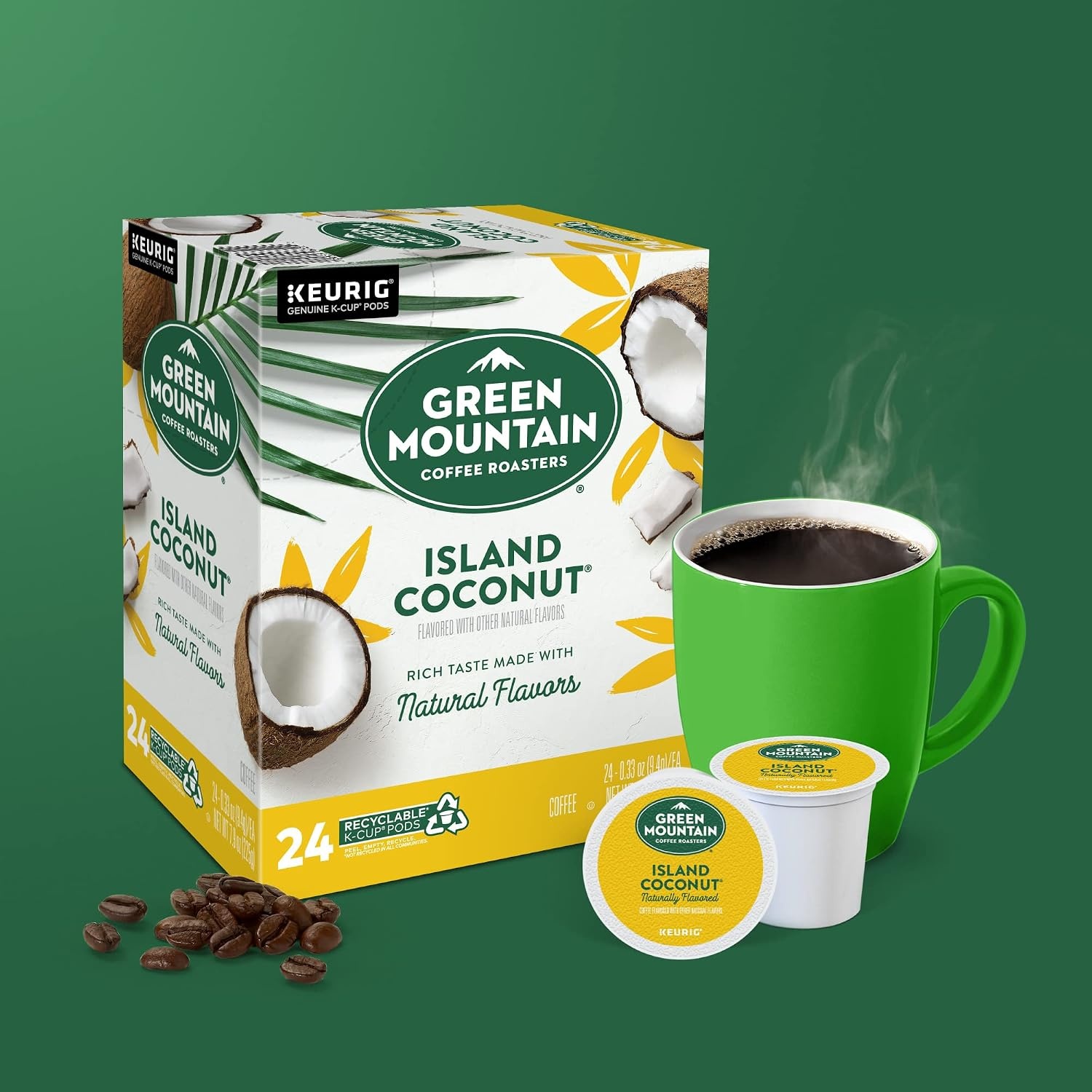image:imageGreen Mountain Coffee Roasters Caramel Vanilla Cream Coffee Keurig SingleServe KCup pods Light Roast 96 CountIsland Coconut