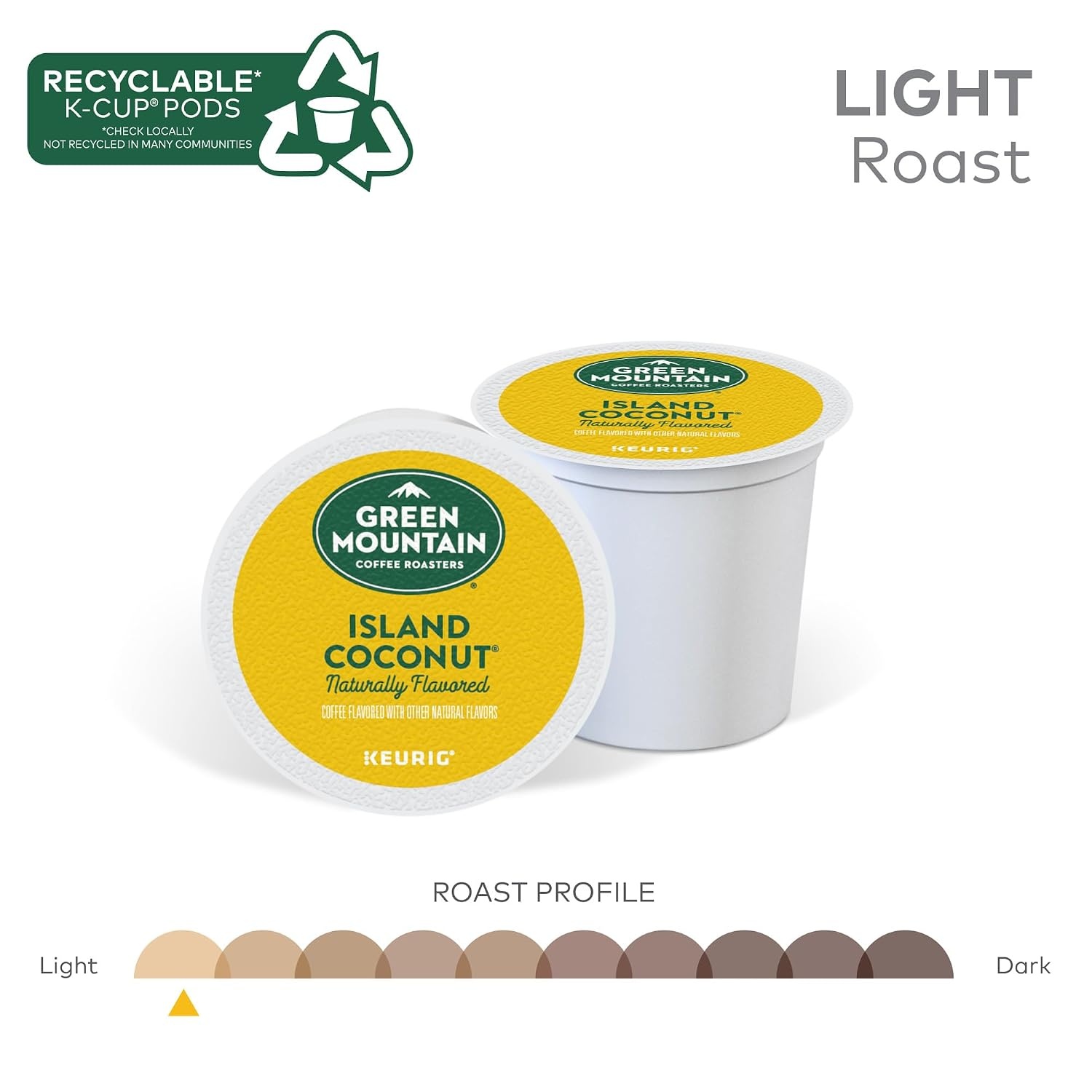 image:imageGreen Mountain Coffee Roasters Caramel Vanilla Cream Coffee Keurig SingleServe KCup pods Light Roast 96 CountIsland Coconut