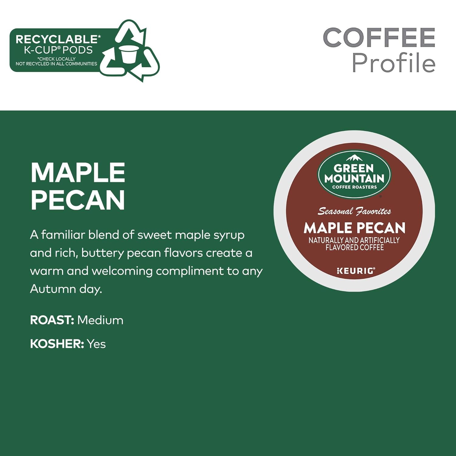 image:imageGreen Mountain Coffee Roasters Caramel Vanilla Cream Coffee Keurig SingleServe KCup pods Light Roast 96 CountMaple Pecan